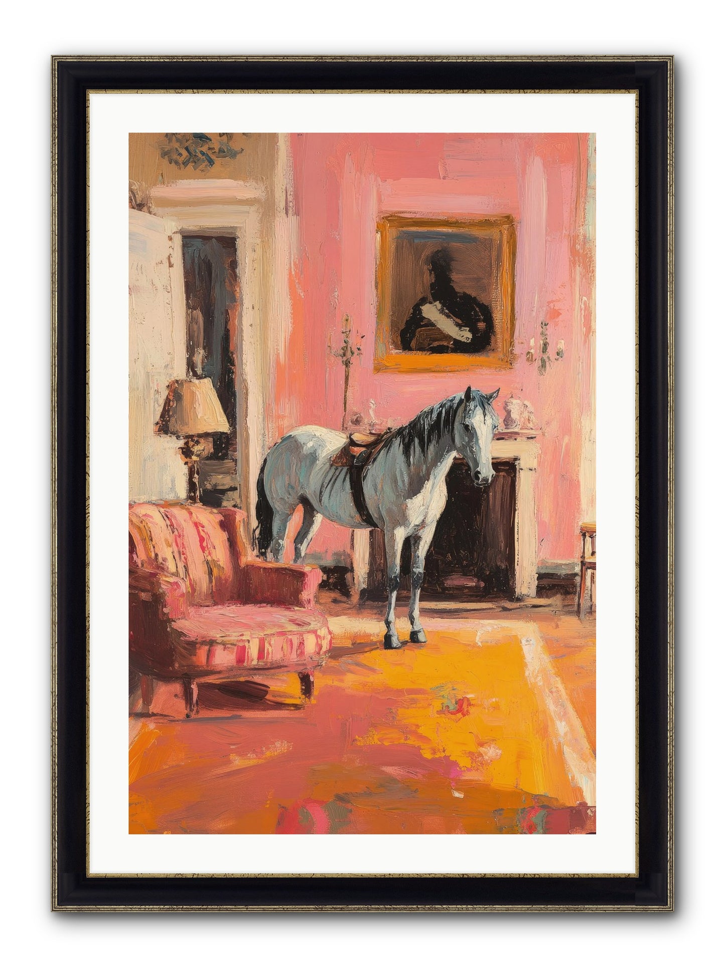 Moonstone Salon Framed Print - Black & Gold 24x36