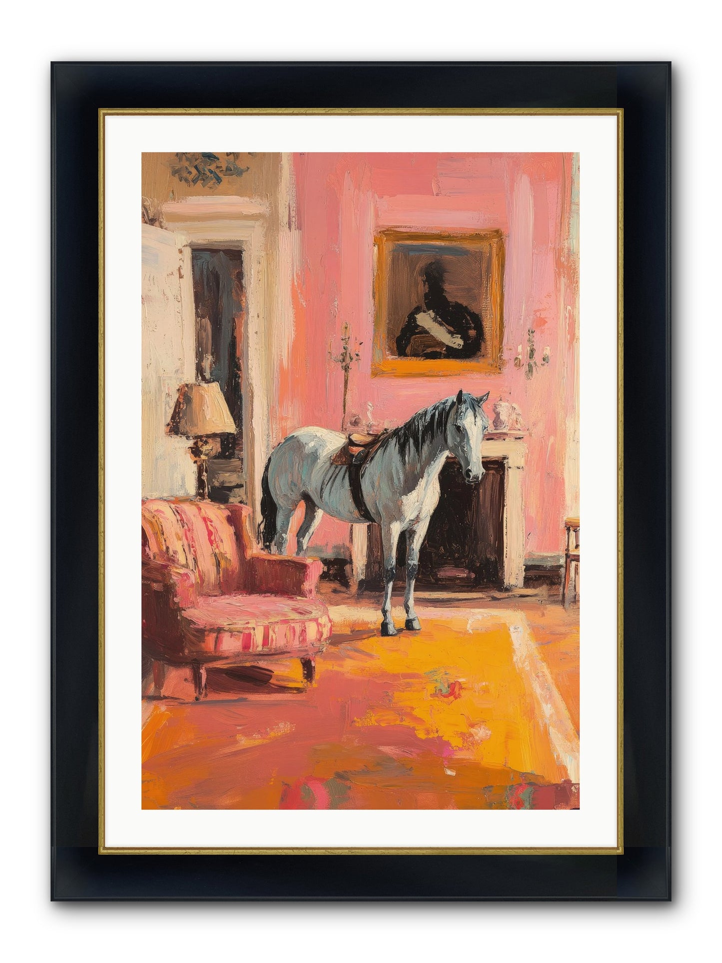Moonstone Salon Framed Print - Wide Black w/Gold 24x36