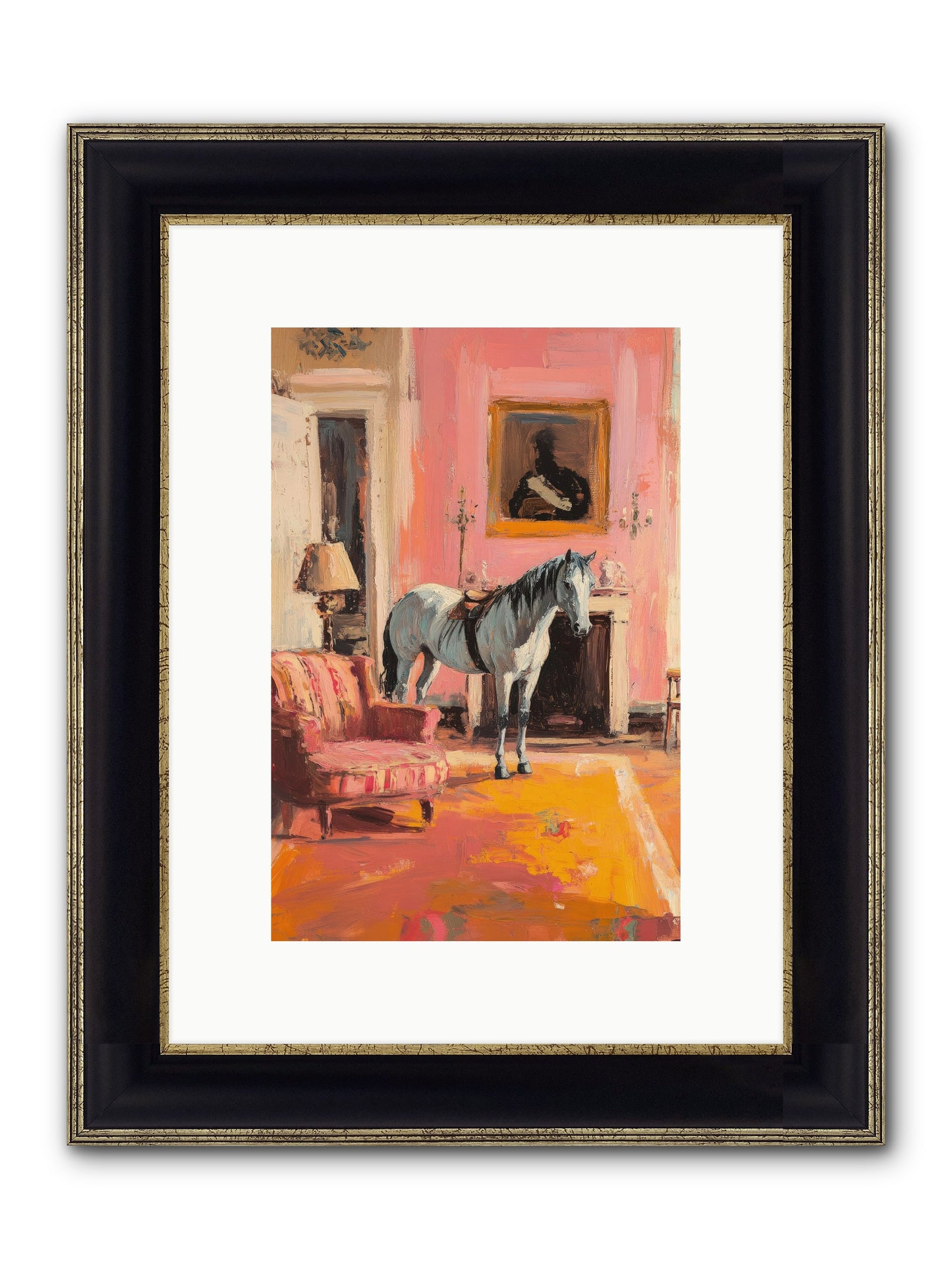 Moonstone Salon Framed Print - Black & Gold 8x12