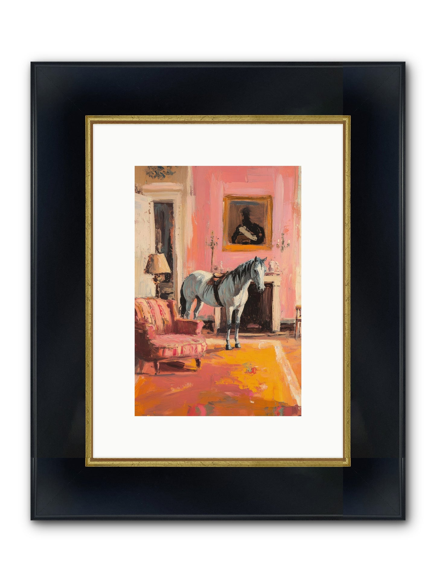 Moonstone Salon Framed Print - Wide Black w/Gold 8x12