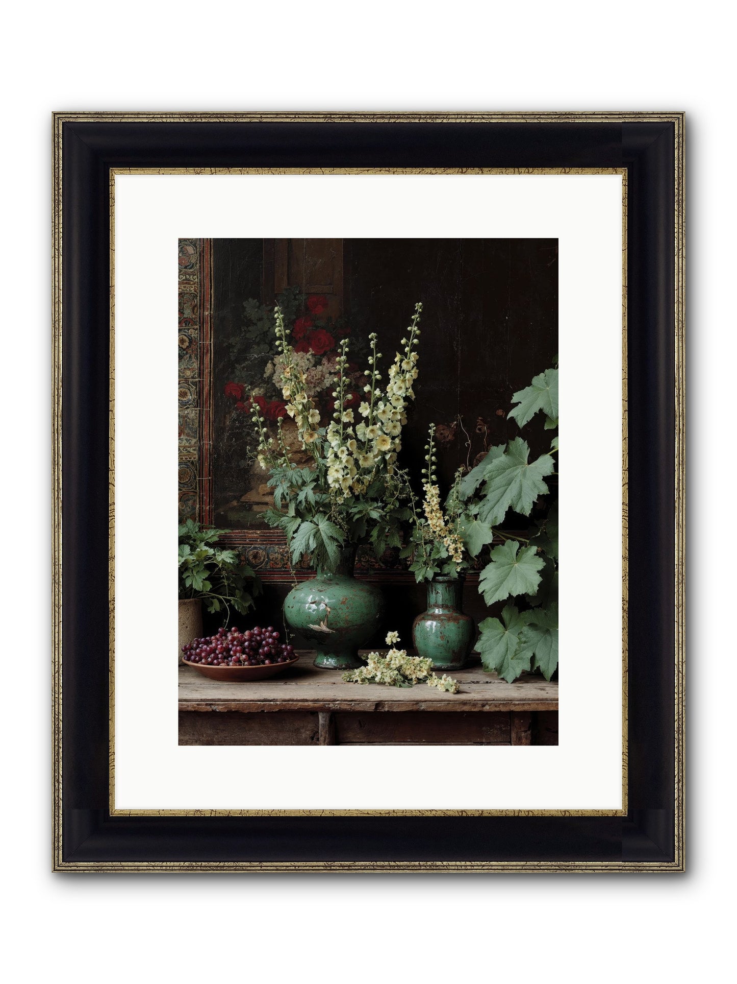 Morning Garden Opium Framed Print - Black & Gold 12x16