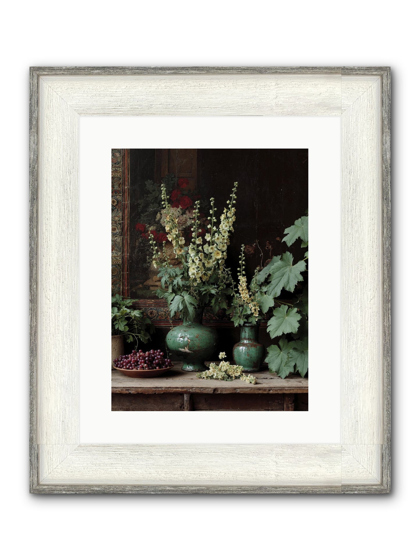 Morning Garden Opium Framed Print - Driftwood White 12x16