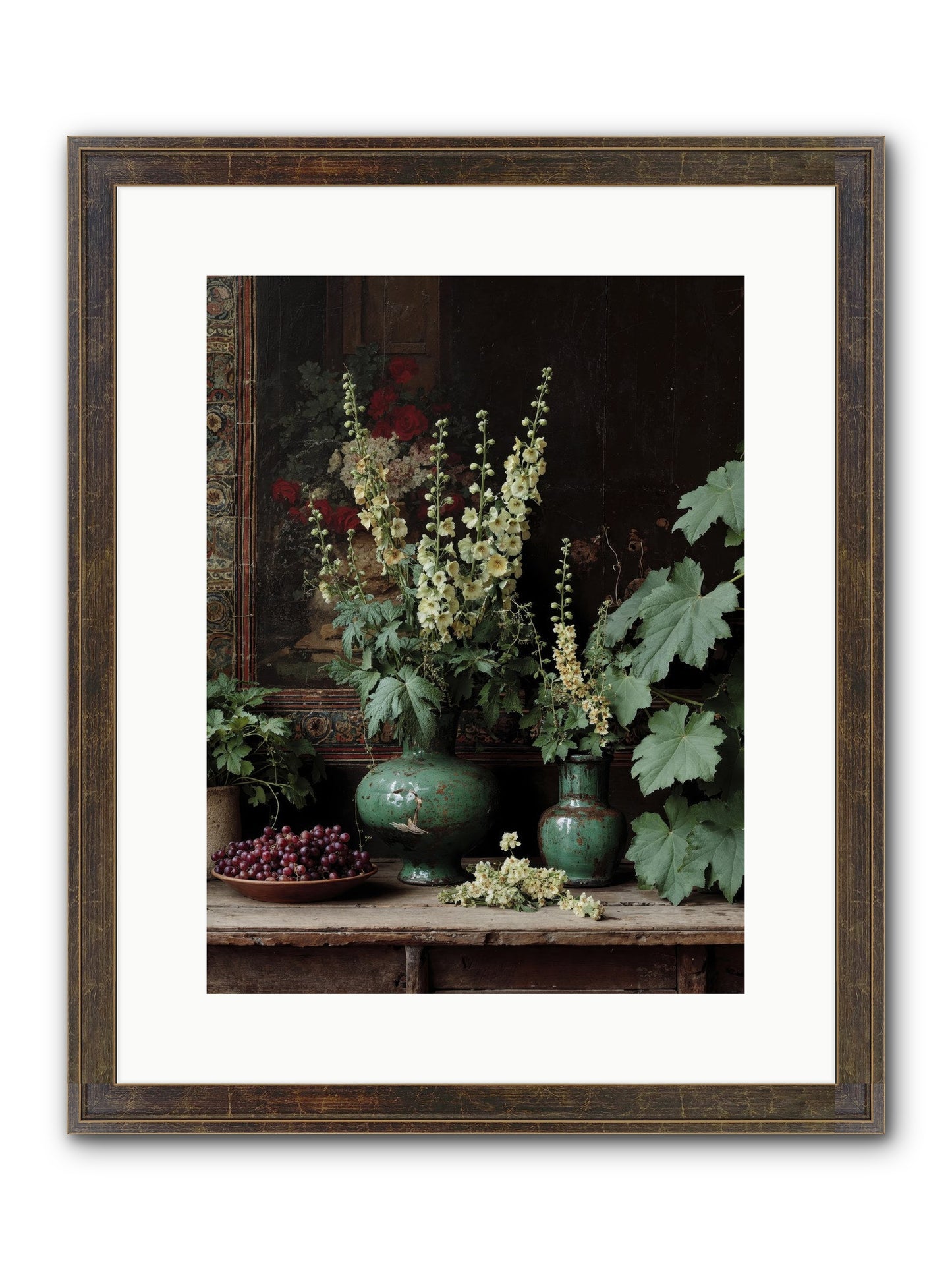 Morning Garden Opium Framed Print - Slimwoods Black/Gold 12x16
