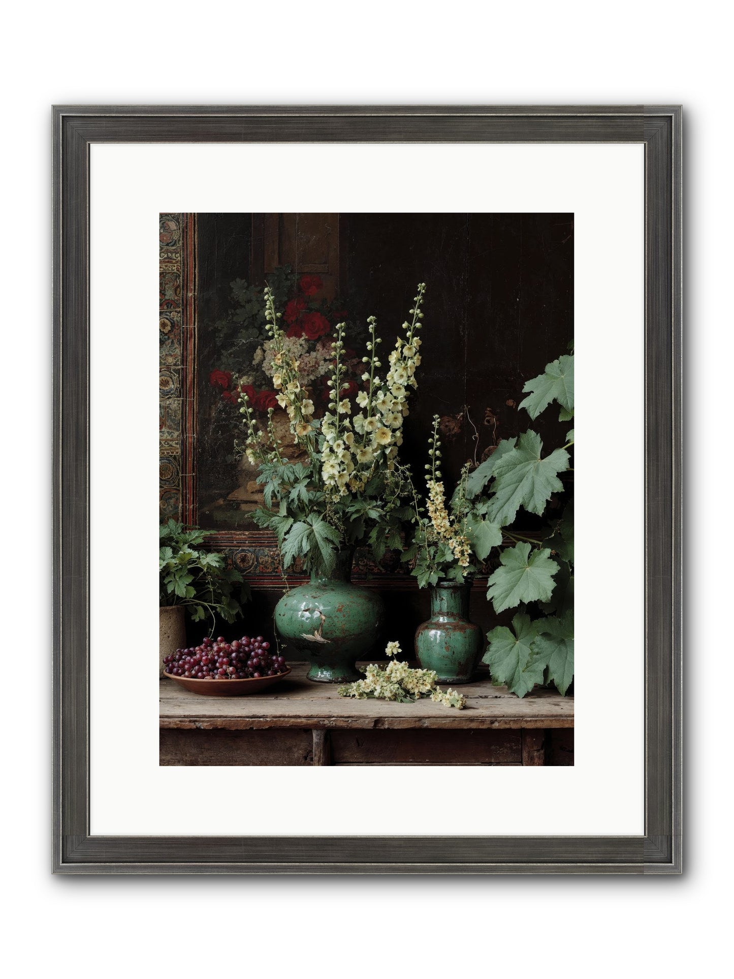 Morning Garden Opium Framed Print - Slimwoods Black/Silver 12x16