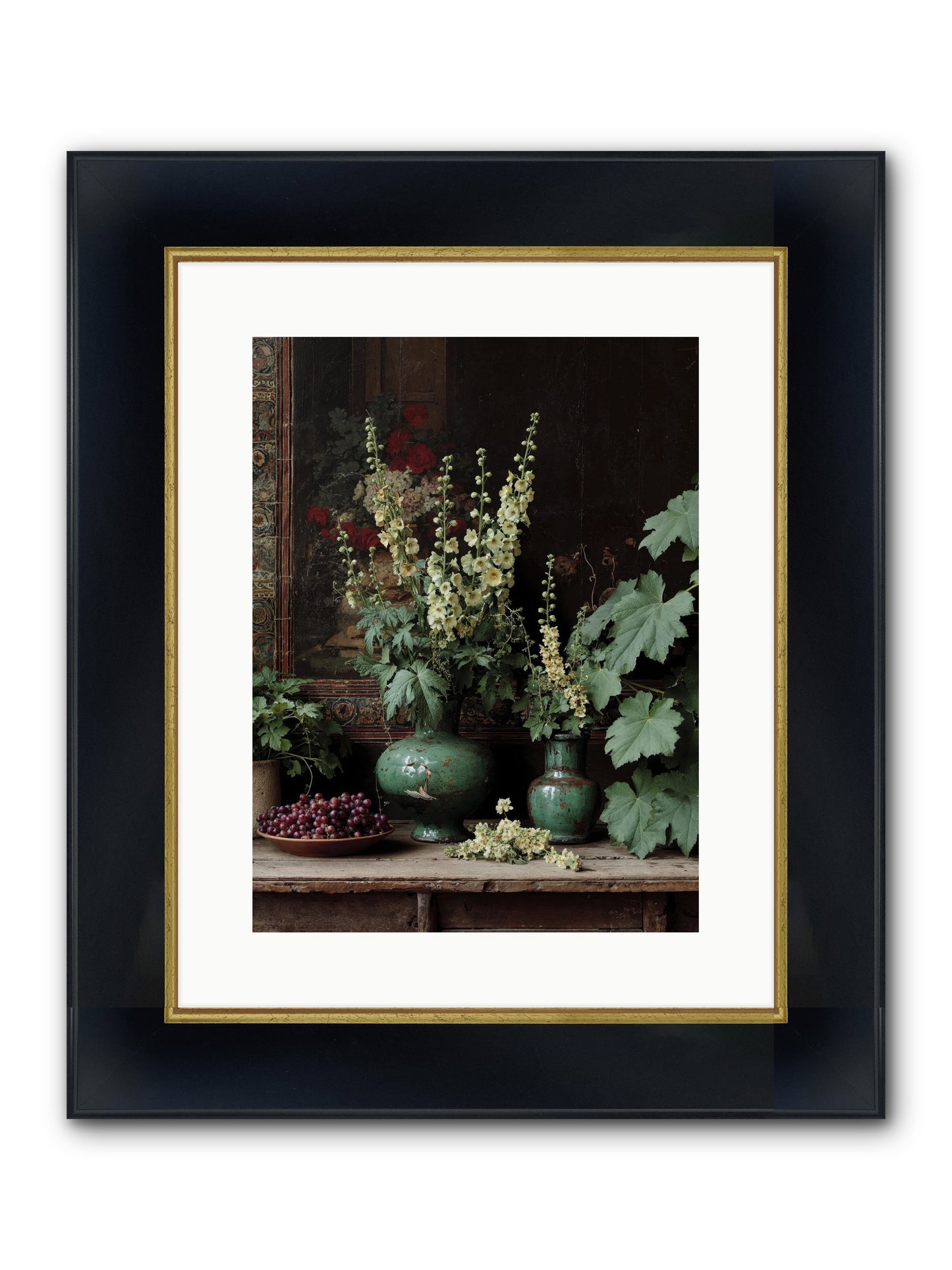 Morning Garden Opium Framed Print - Wide Black w/Gold 12x16