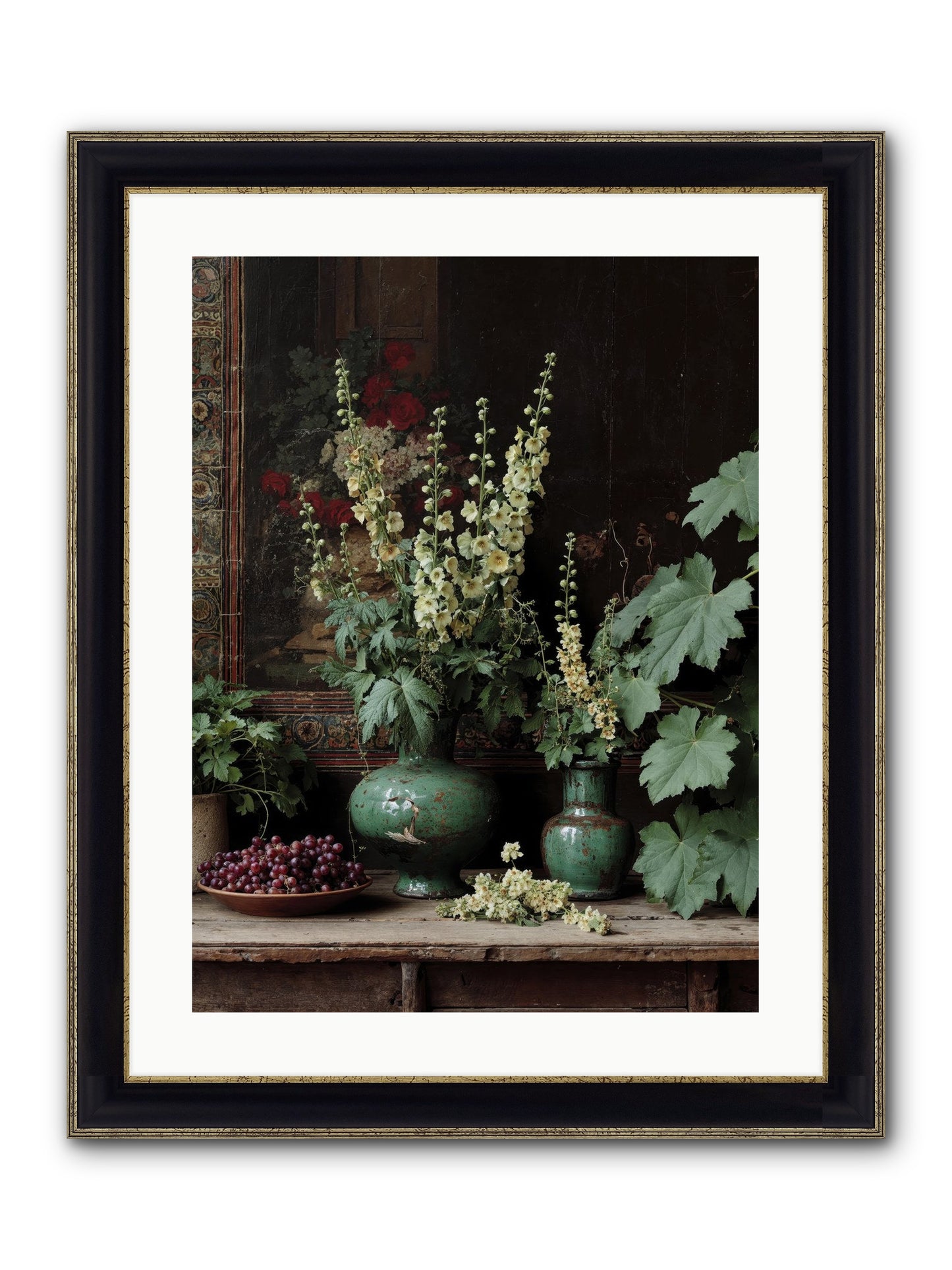 Morning Garden Opium Framed Print - Black & Gold 18x24