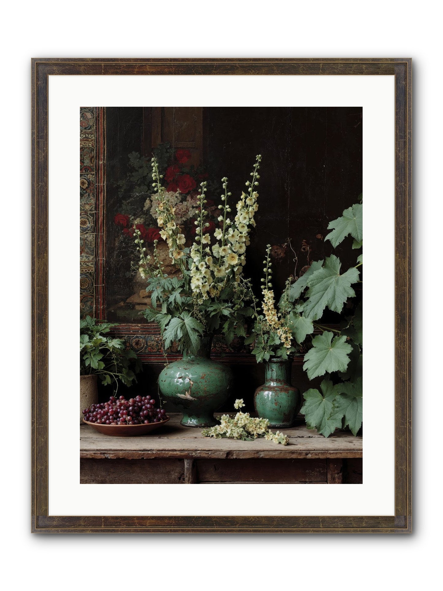 Morning Garden Opium Framed Print - Slimwoods Black/Gold 18x24