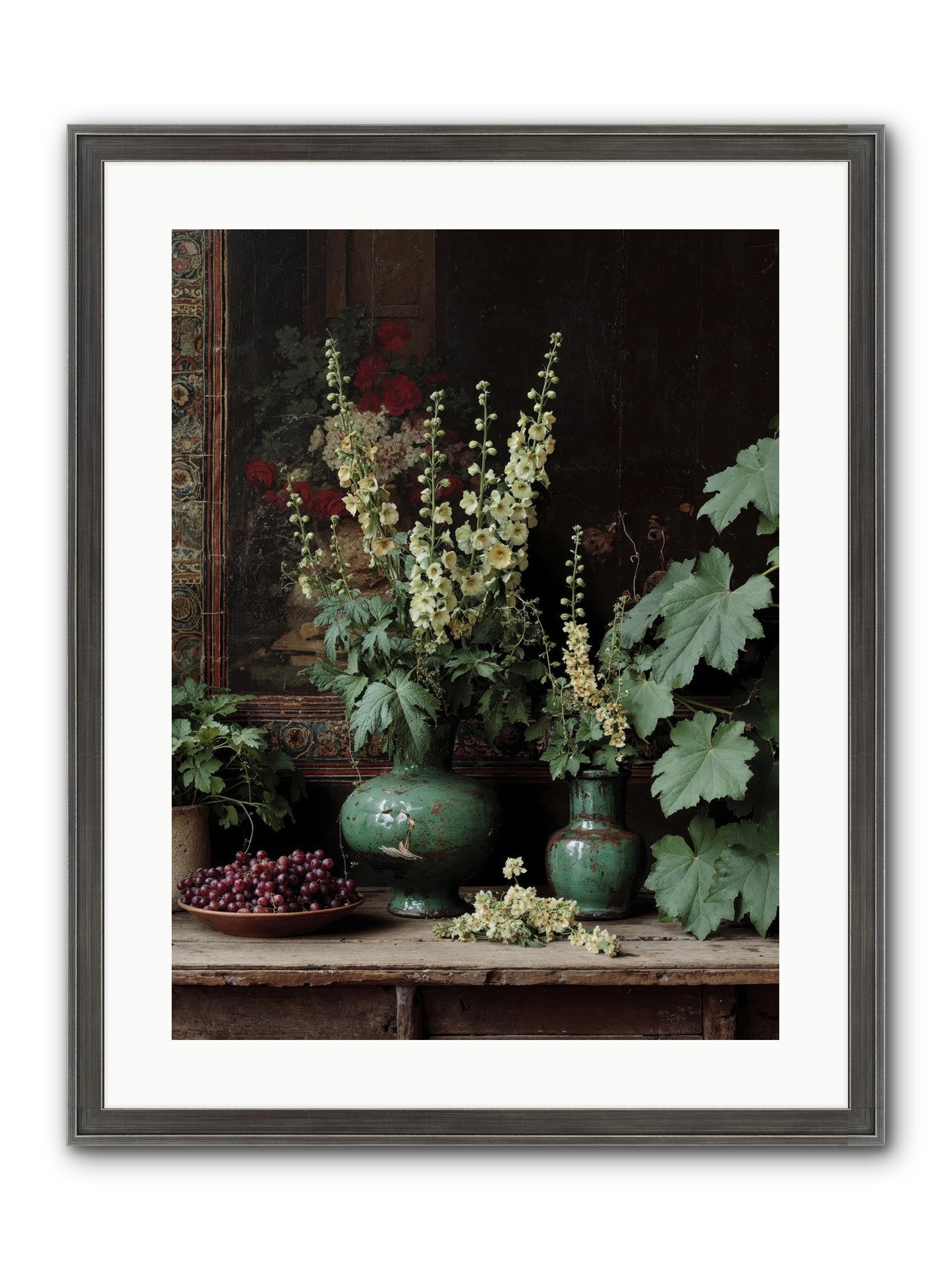 Morning Garden Opium Framed Print - Slimwoods Black/Silver 18x24