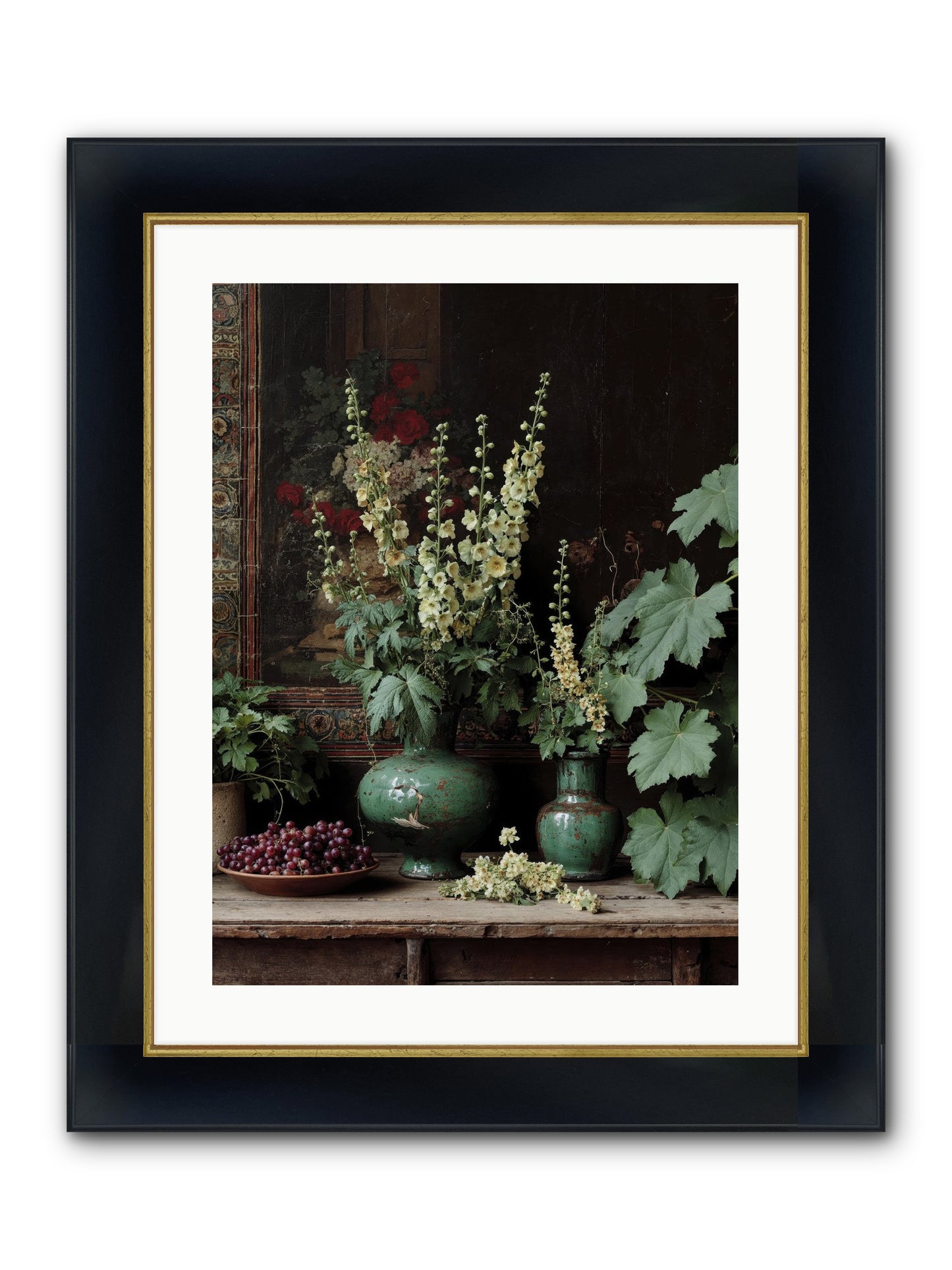 Morning Garden Opium Framed Print - Wide Black w/Gold 18x24