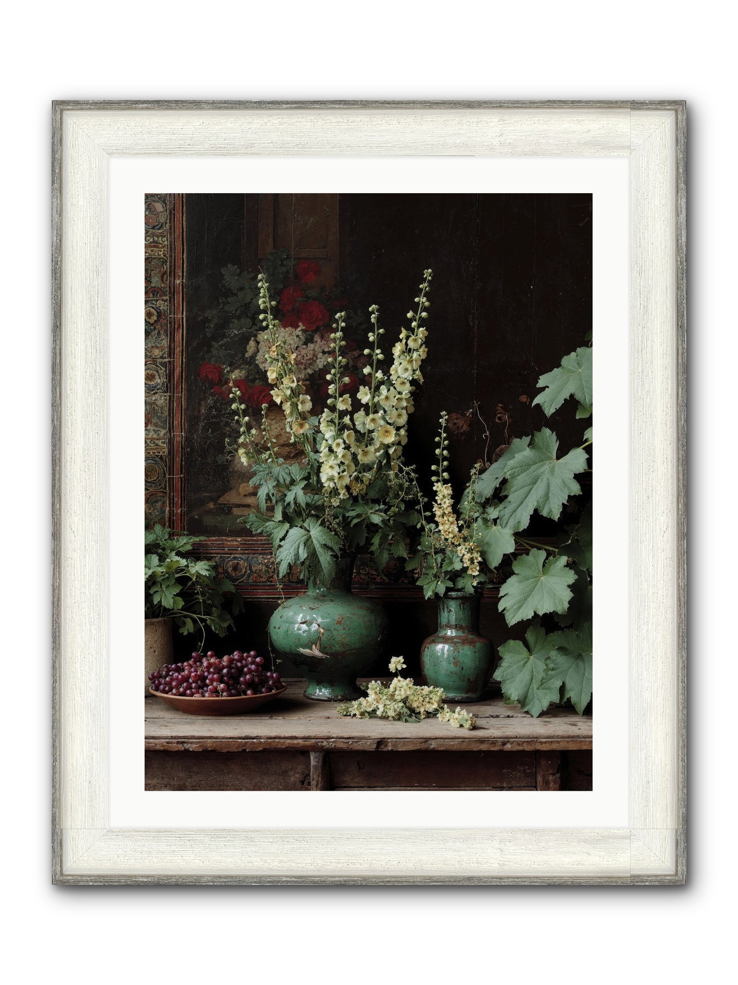 Morning Garden Opium Framed Print - Driftwood White 24x32