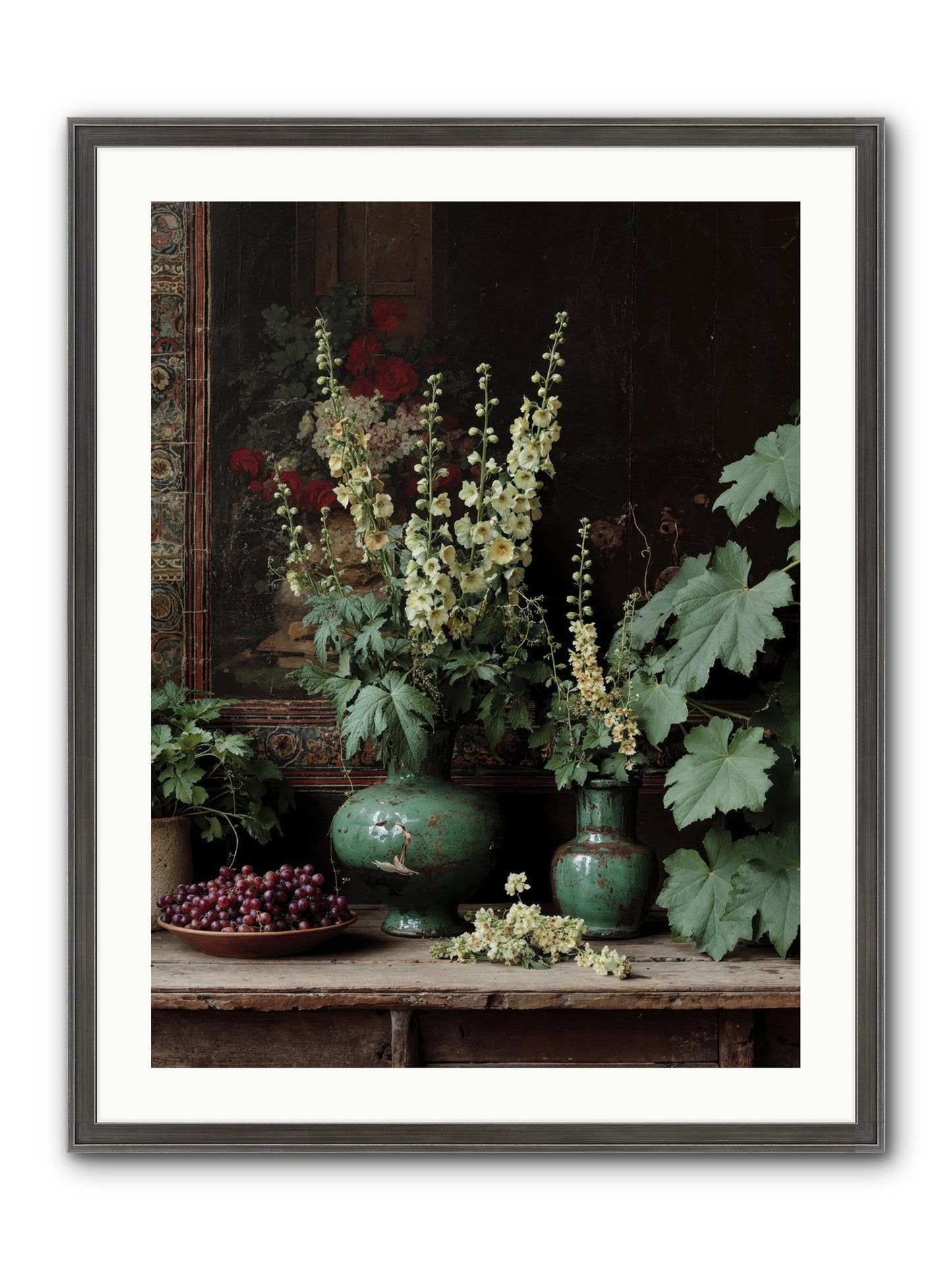 Morning Garden Opium Framed Print - Slimwoods Black/Silver 24x32