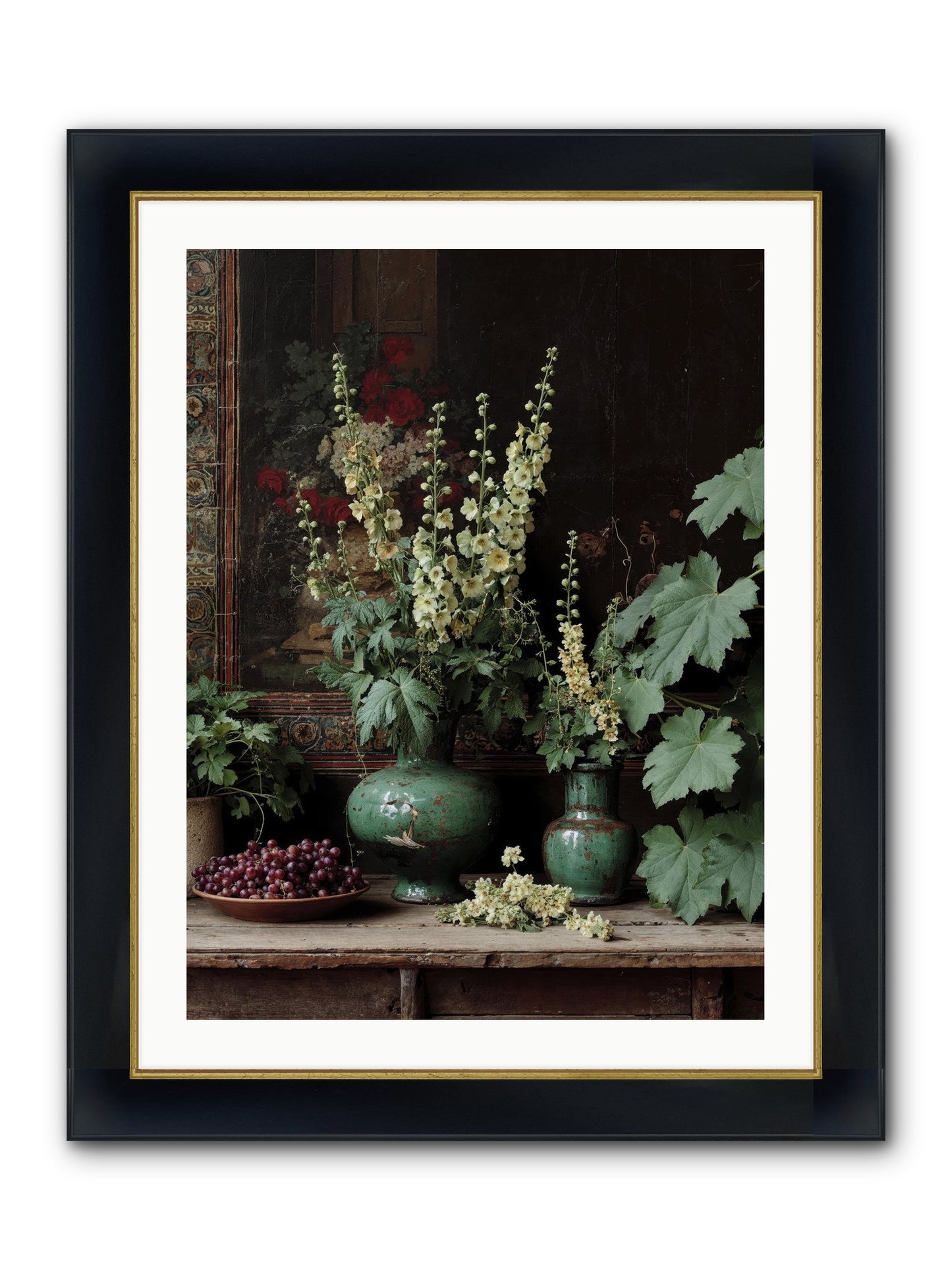 Morning Garden Opium Framed Print - Wide Black w/Gold 24x32