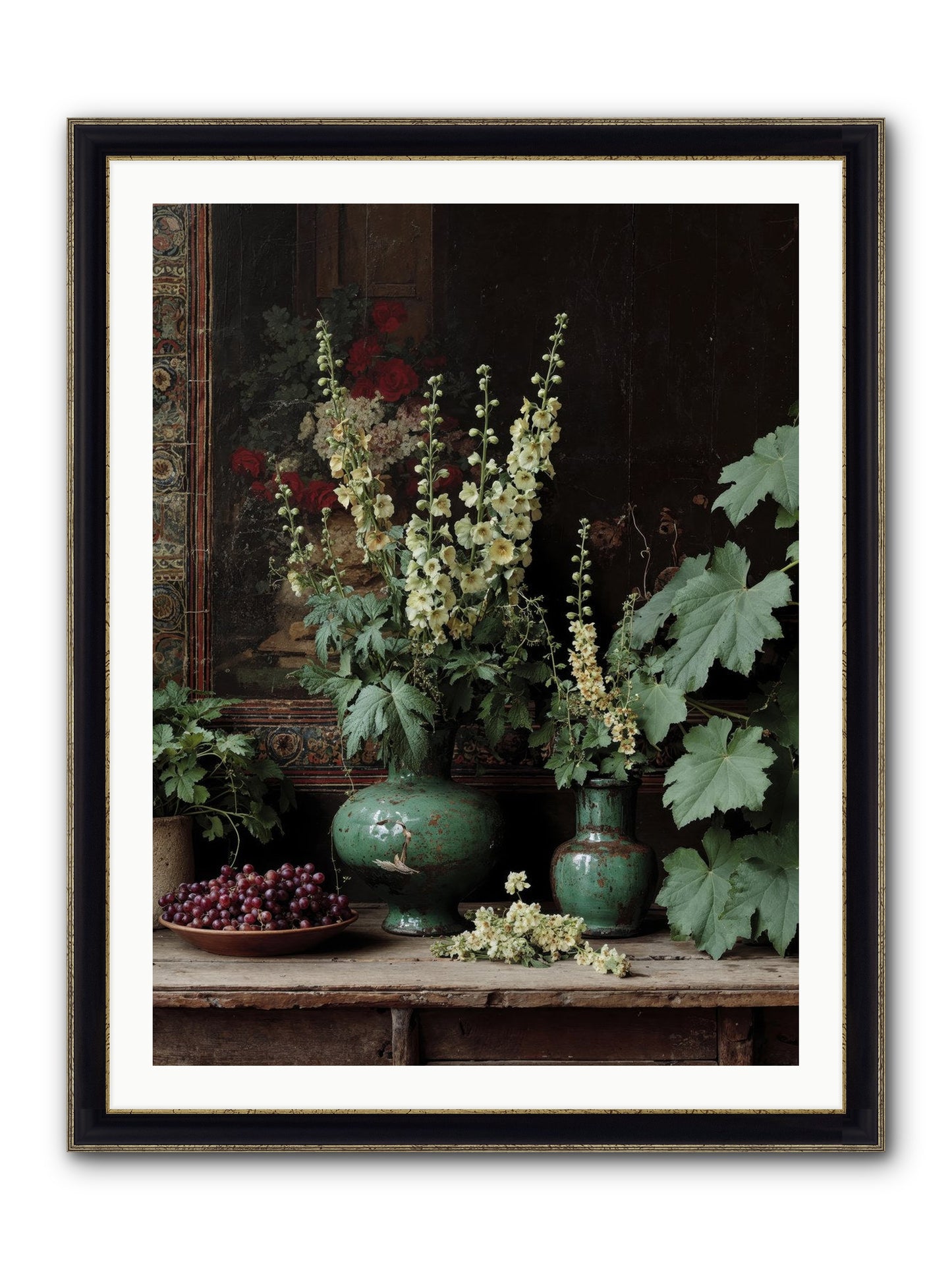 Morning Garden Opium Framed Print - Black & Gold 30x40
