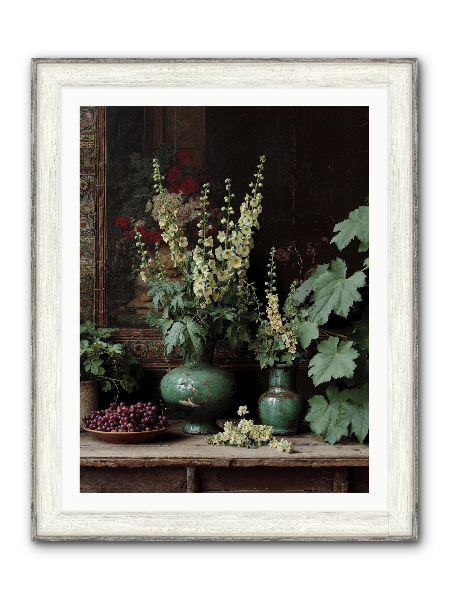 Morning Garden Opium Framed Print - Driftwood White 30x40