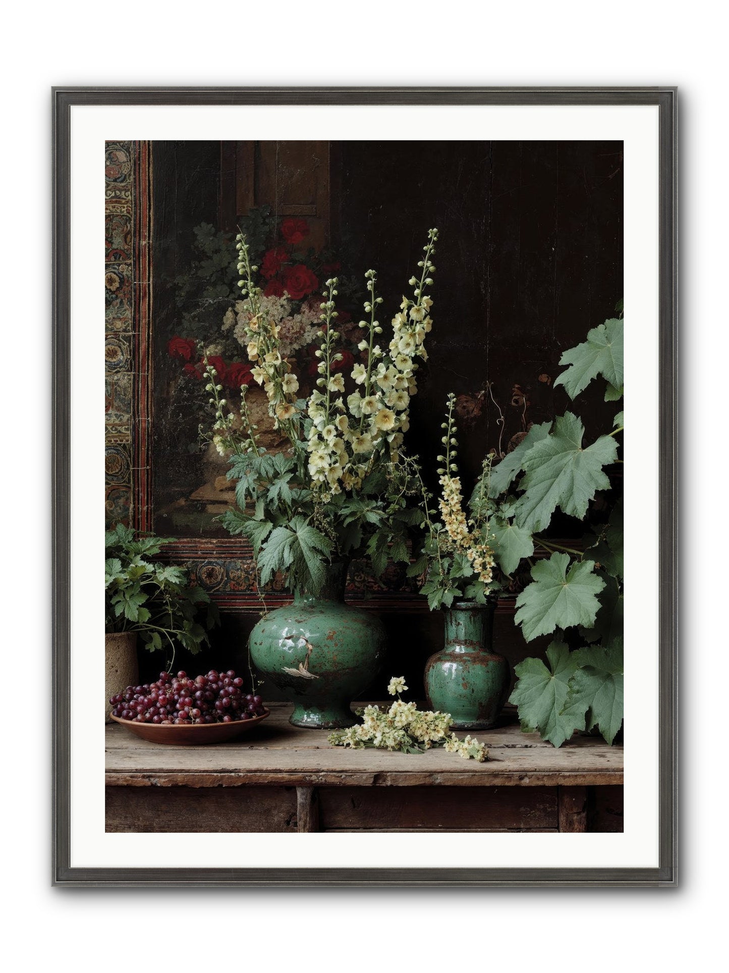 Morning Garden Opium Framed Print - Slimwoods Black/Silver 30x40