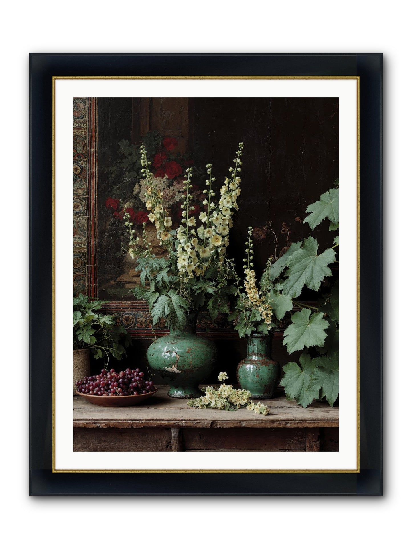 Morning Garden Opium Framed Print - Wide Black w/Gold 30x40