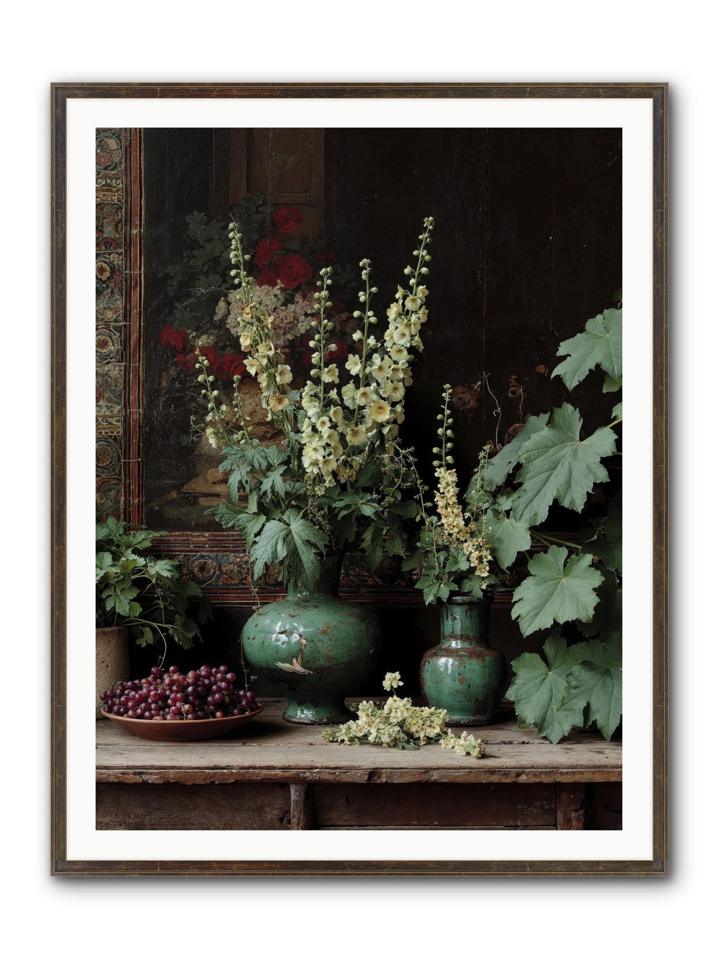 Morning Garden Opium Framed Print - Slimwoods Black/Gold 36x48