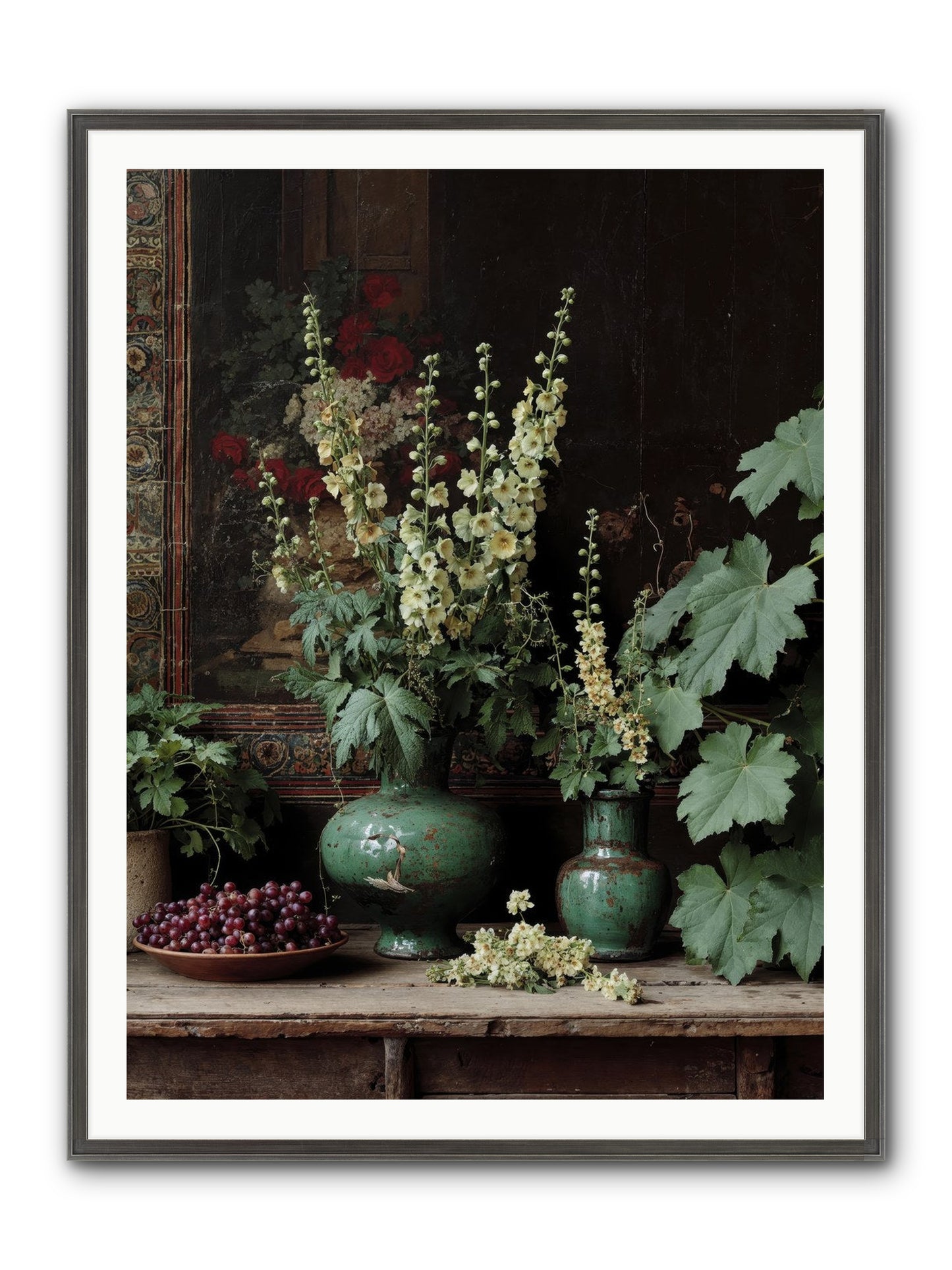 Morning Garden Opium Framed Print - Slimwoods Black/Silver 36x48