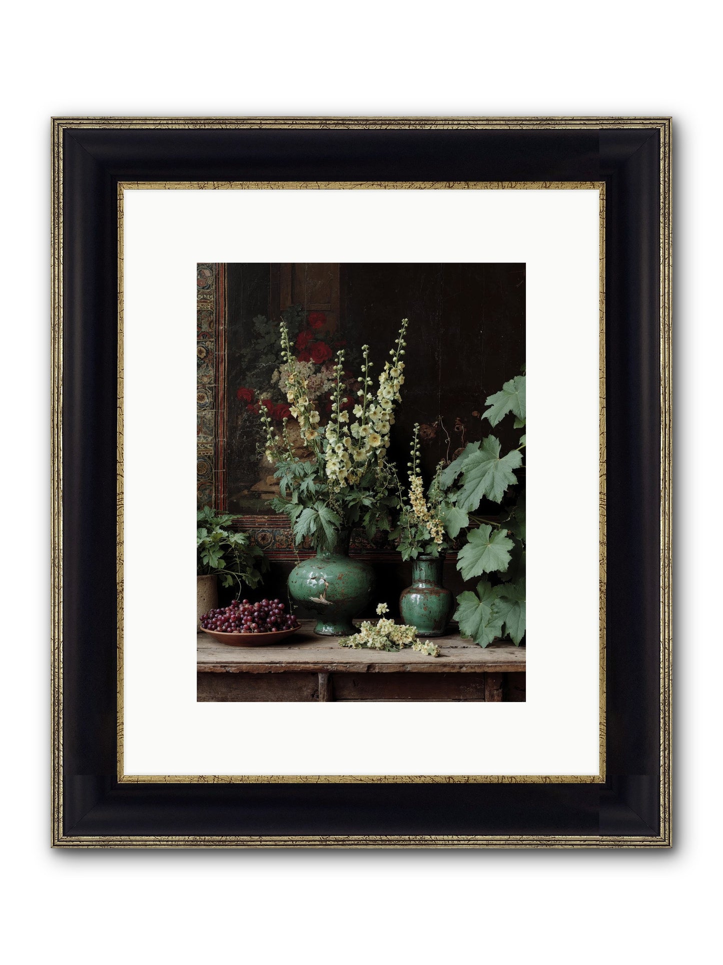 Morning Garden Opium Framed Print - Black & Gold 9x12