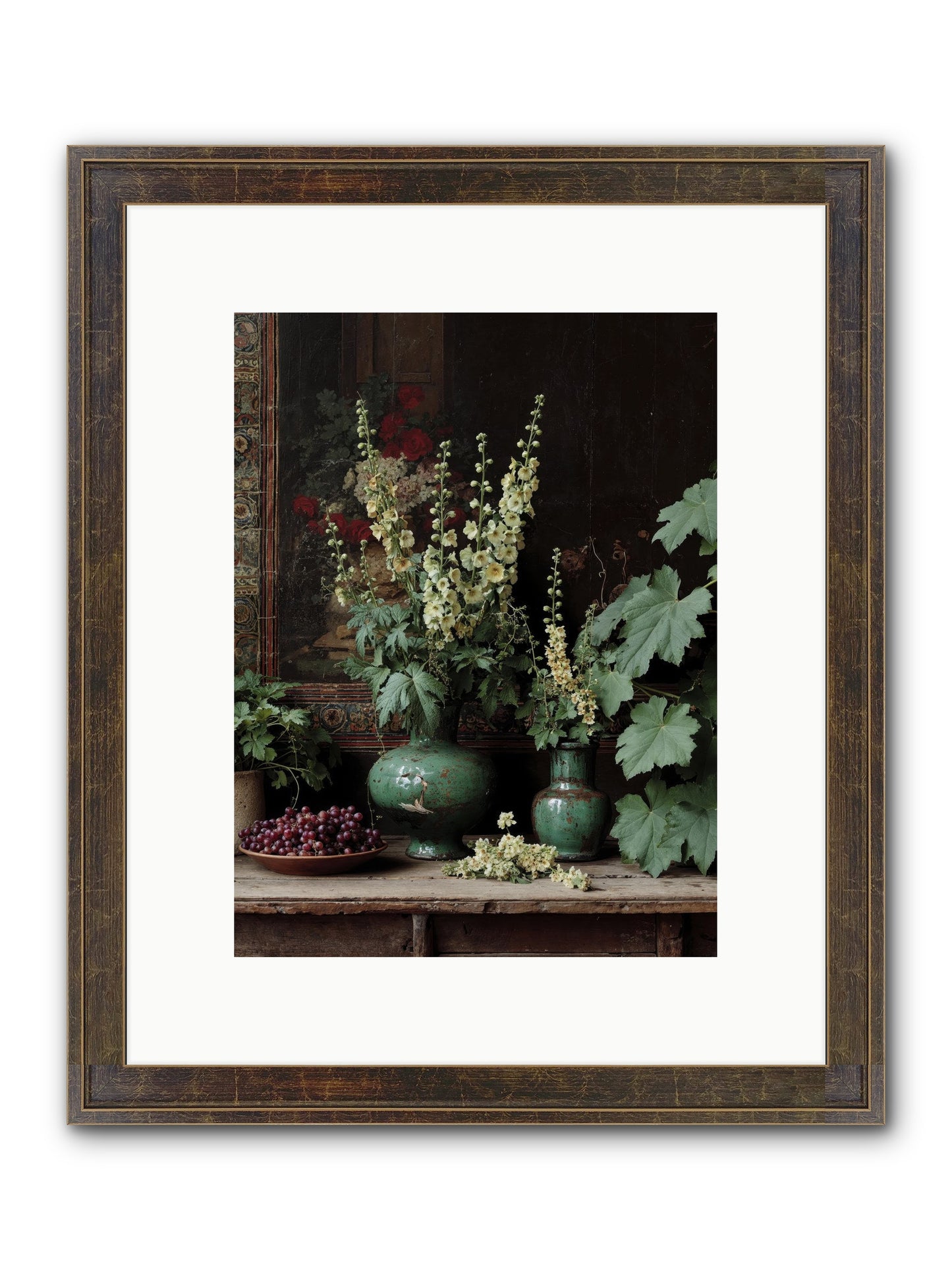 Morning Garden Opium Framed Print - Slimwoods Black/Gold 9x12
