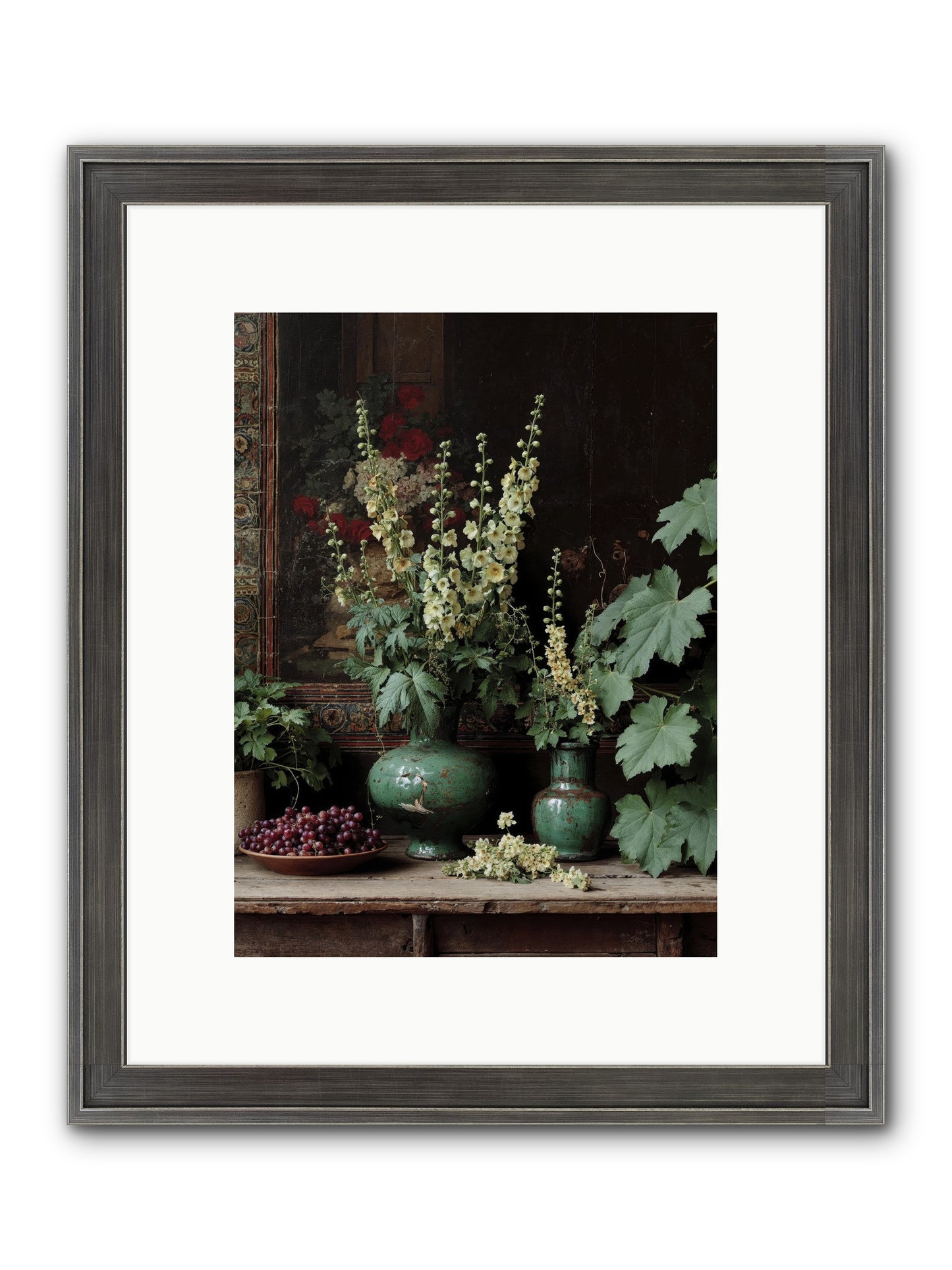 Morning Garden Opium Framed Print - Slimwoods Black/Silver 9x12