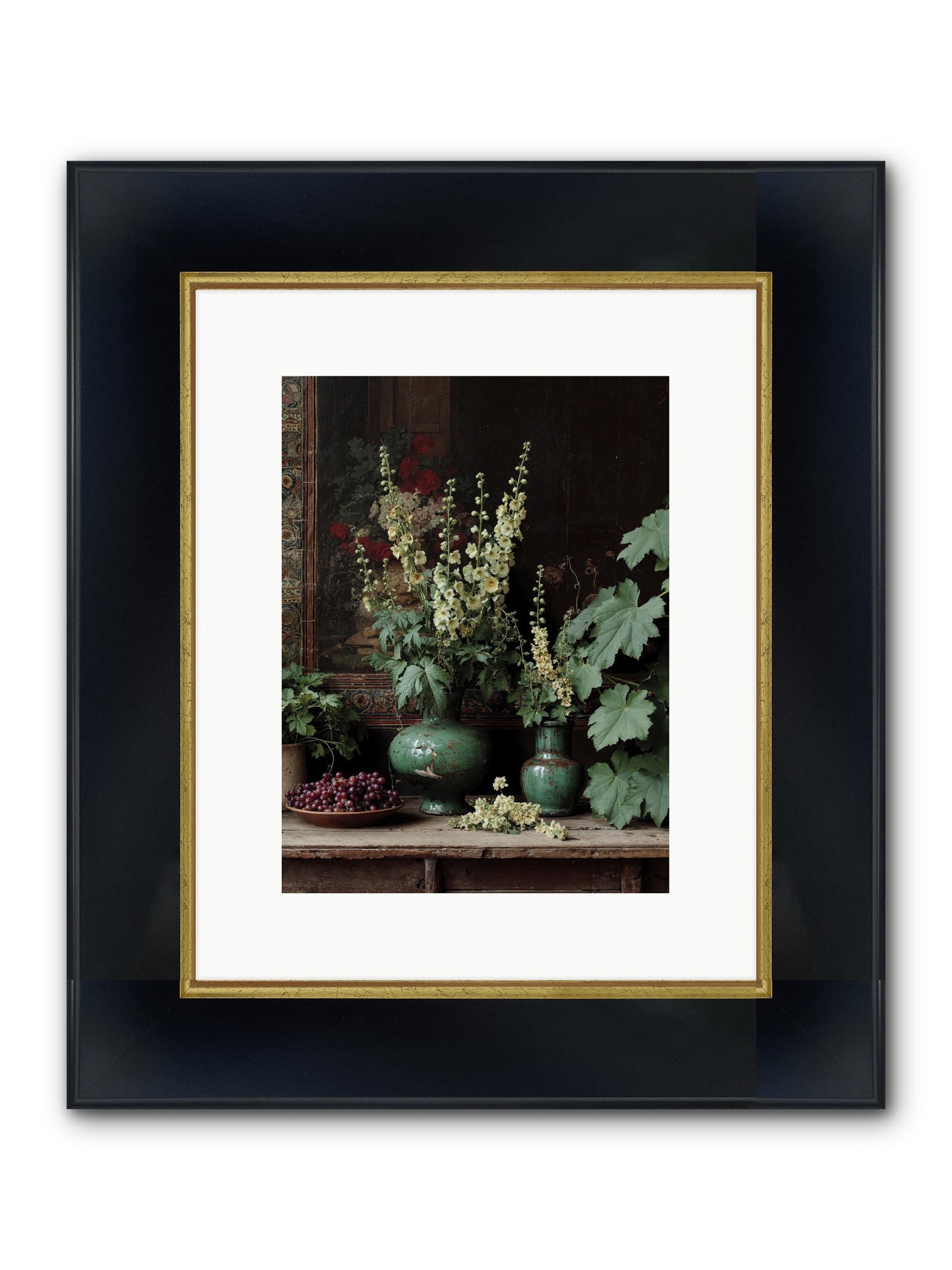 Morning Garden Opium Framed Print - Wide Black w/Gold 9x12