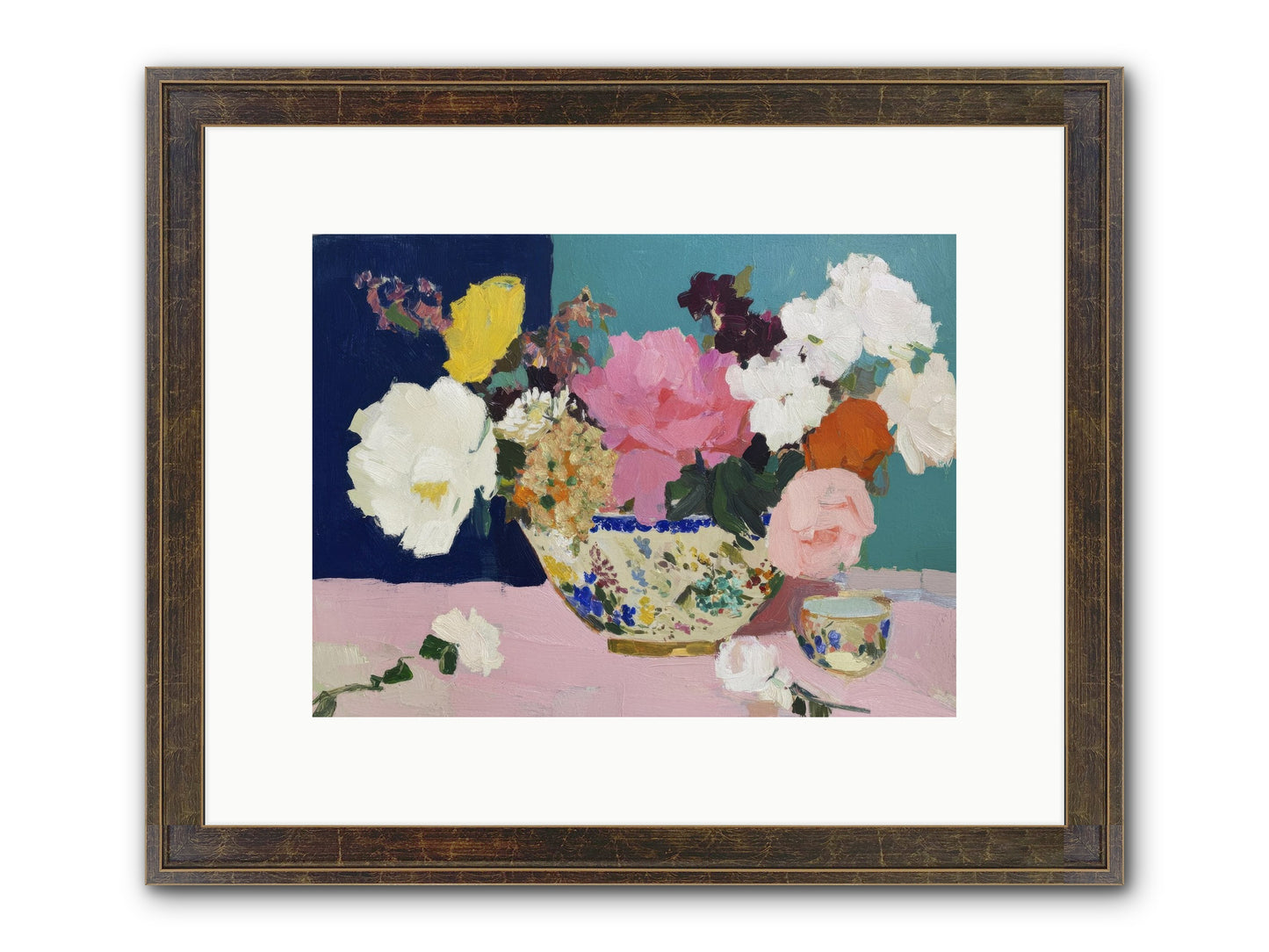 Morning Tea With Flowers Framed Print - Slimwoods Black/Gold 12x9