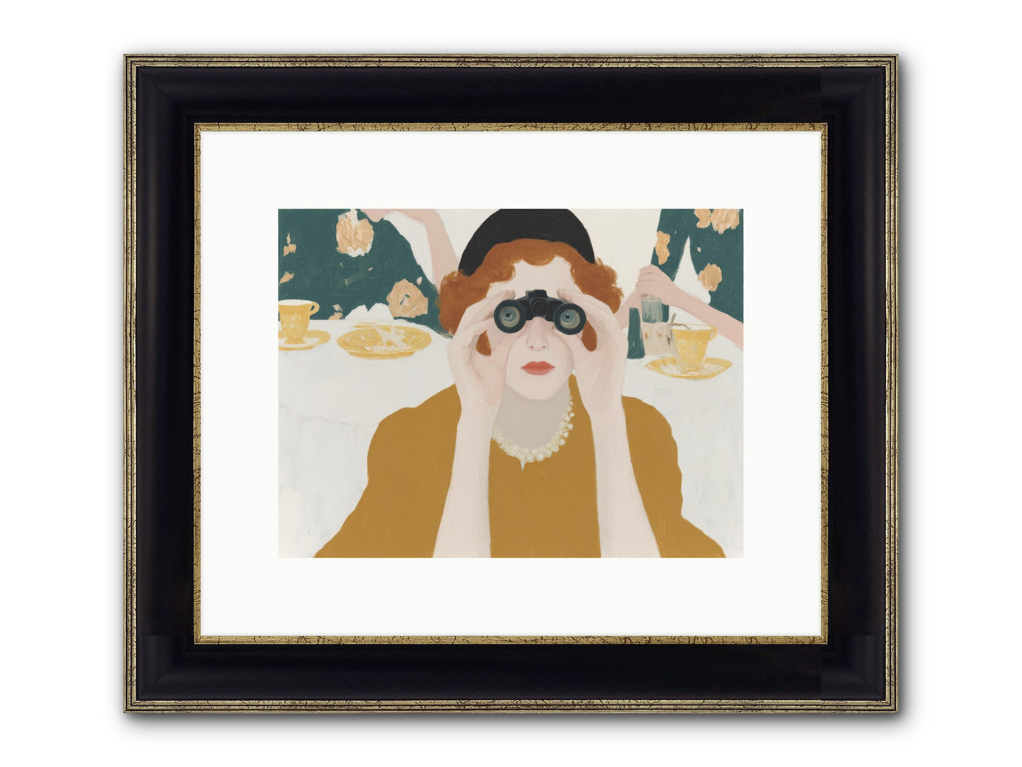 Morning With The Birdwatcher Framed Print - Black & Gold 12x9
