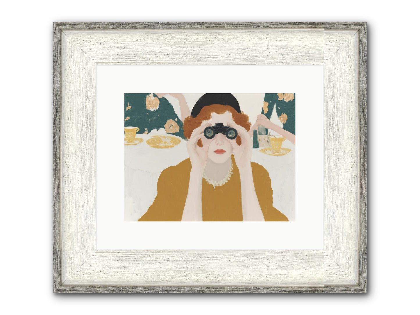 Morning With The Birdwatcher Framed Print - Driftwood White 12x9