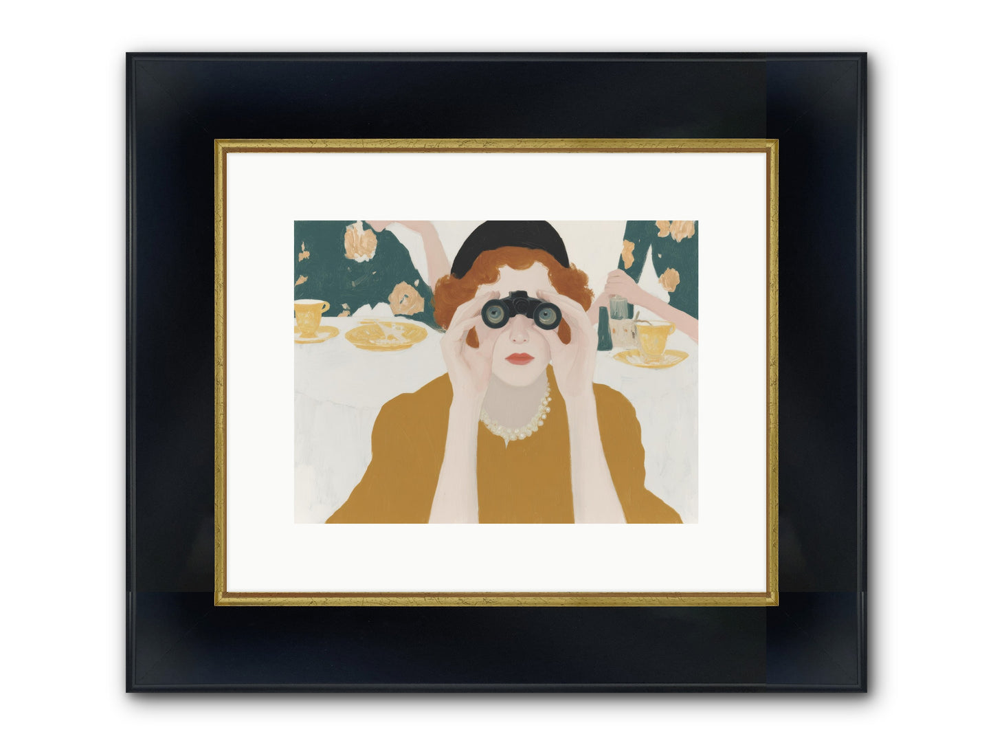 Morning With The Birdwatcher Framed Print - Wide Black w/Gold 12x9