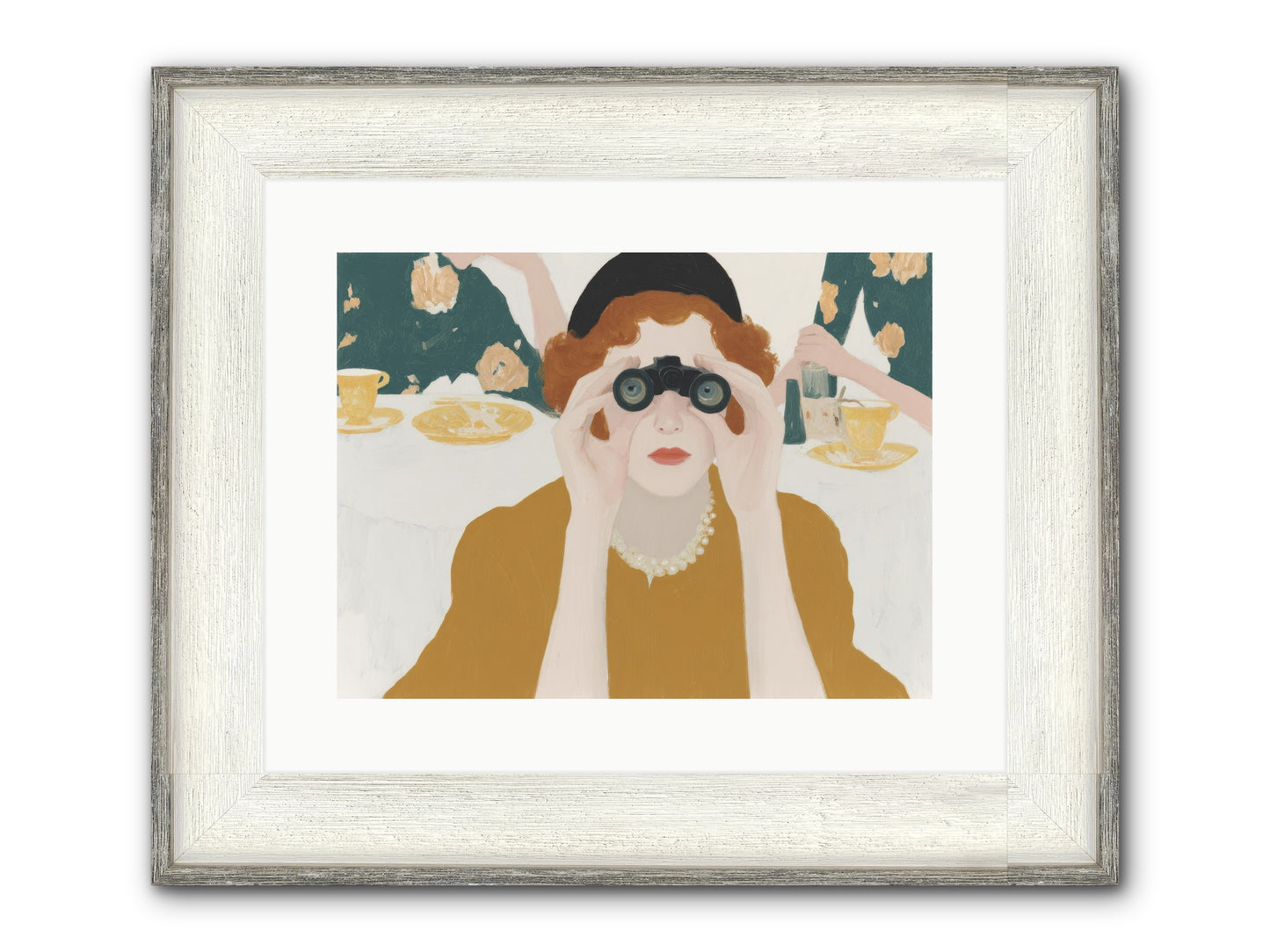 Morning With The Birdwatcher Framed Print - Driftwood White 16x12