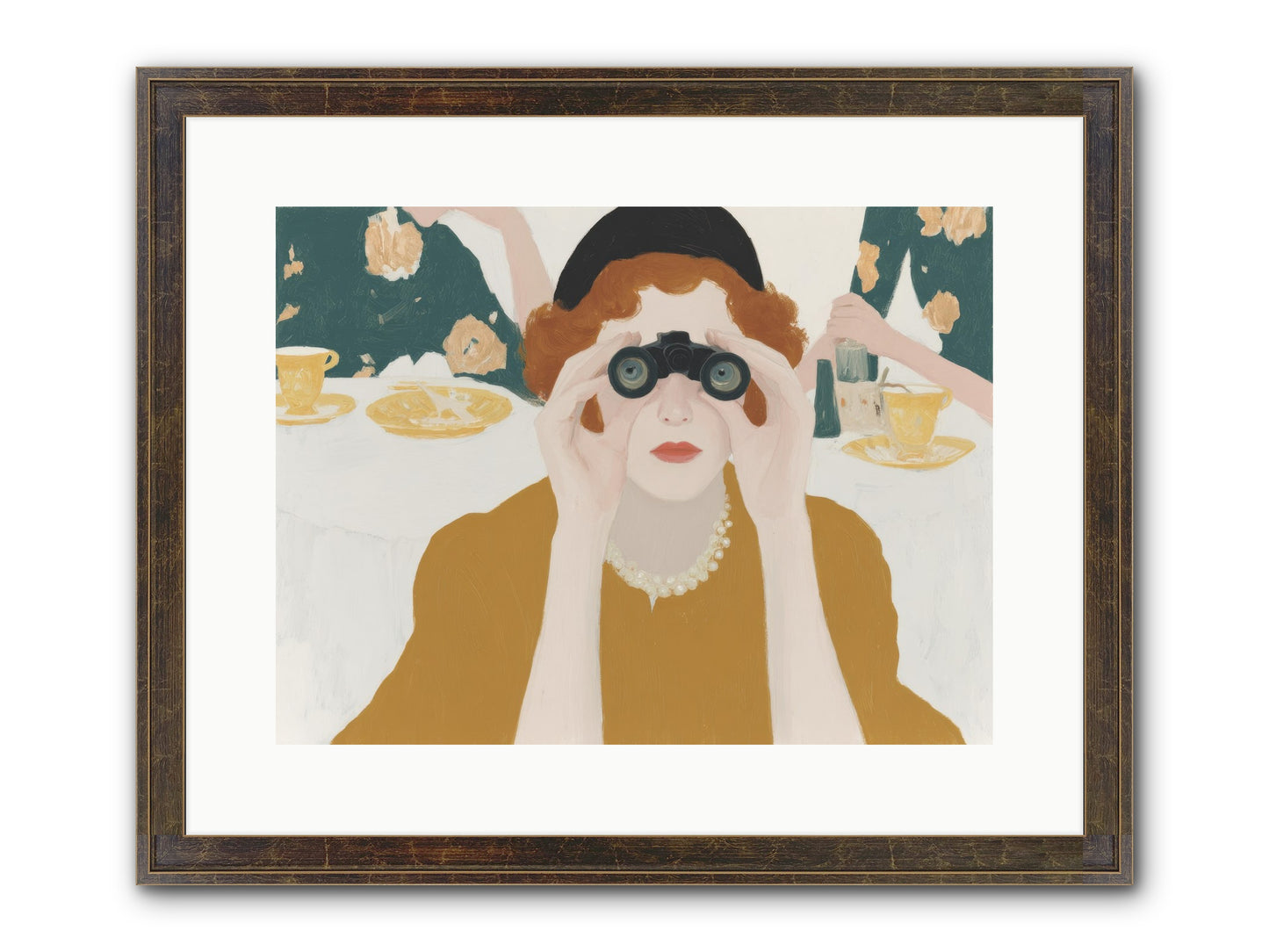 Morning With The Birdwatcher Framed Print - Slimwoods Black/Gold 16x12