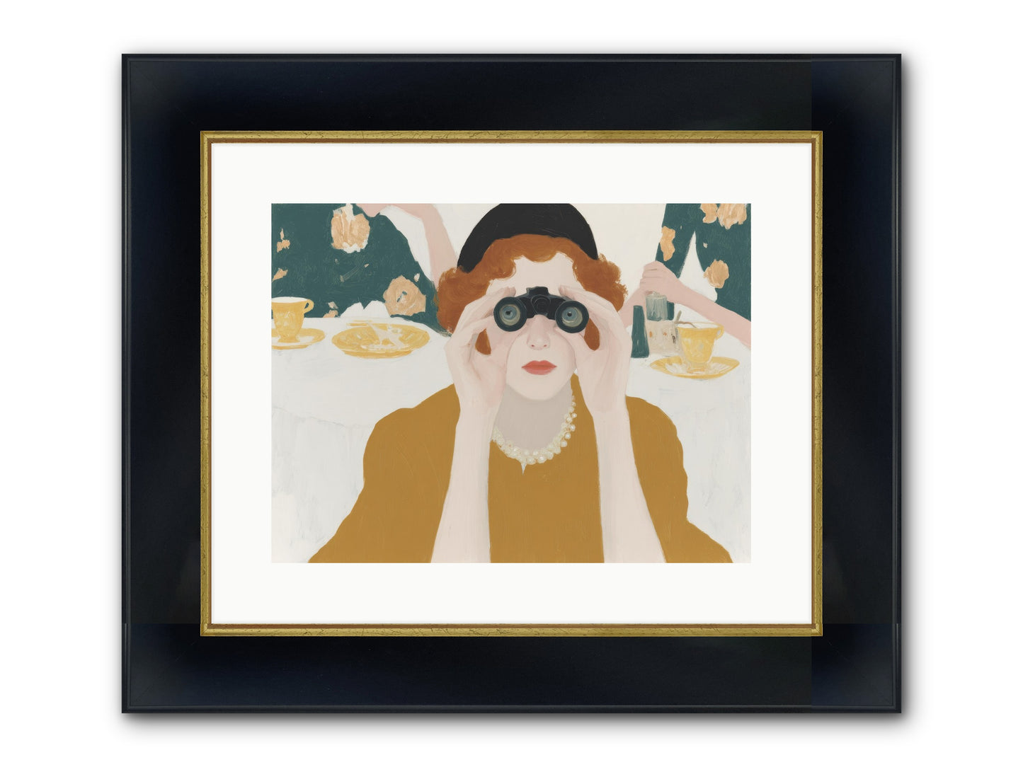 Morning With The Birdwatcher Framed Print - Wide Black w/Gold 16x12