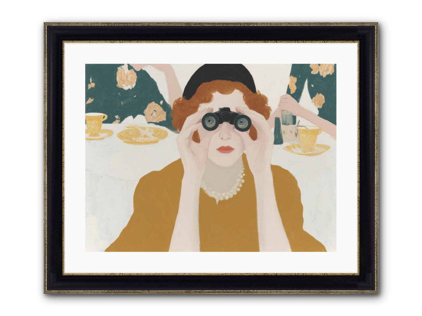 Morning With The Birdwatcher Framed Print - Black & Gold 24x18