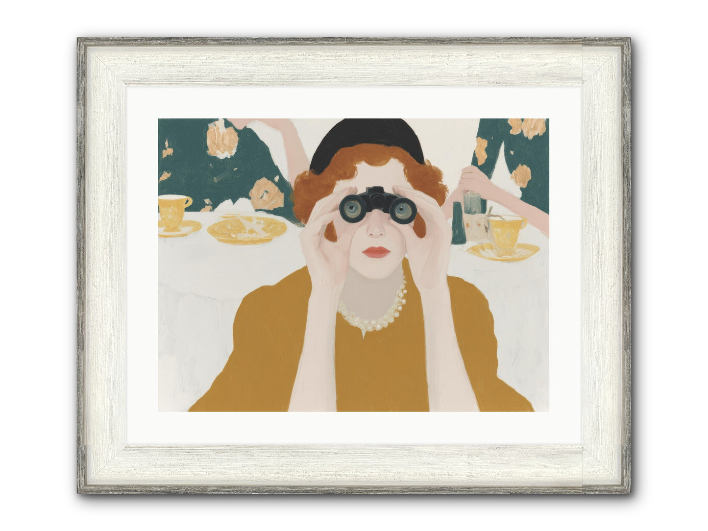 Morning With The Birdwatcher Framed Print - Driftwood White 24x18