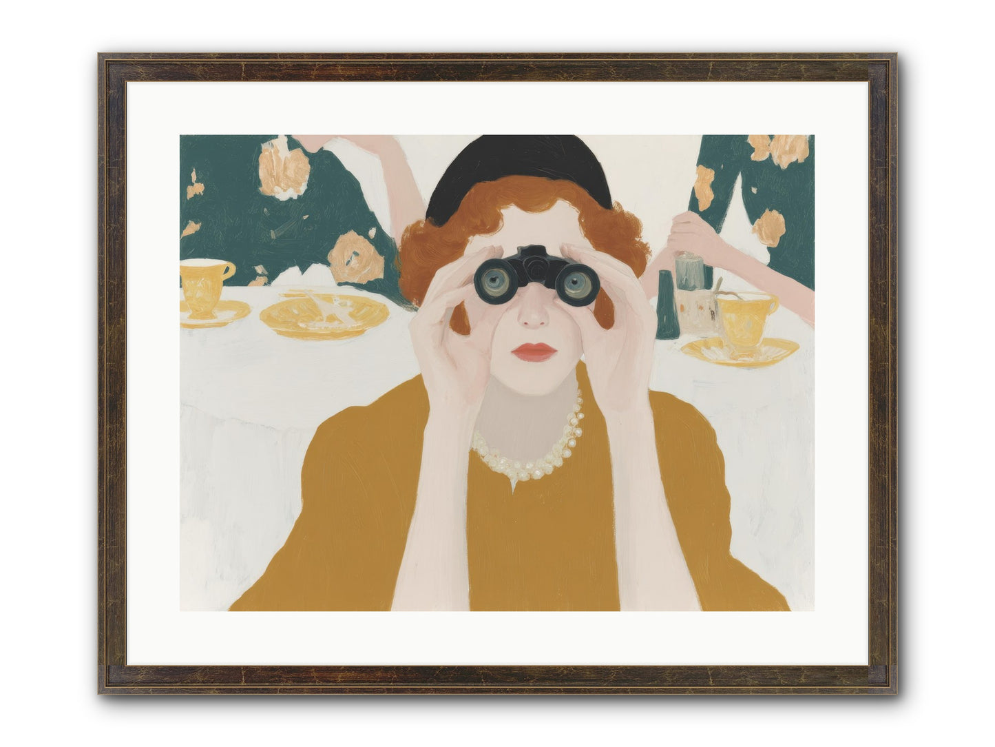 Morning With The Birdwatcher Framed Print - Slimwoods Black/Gold 24x18