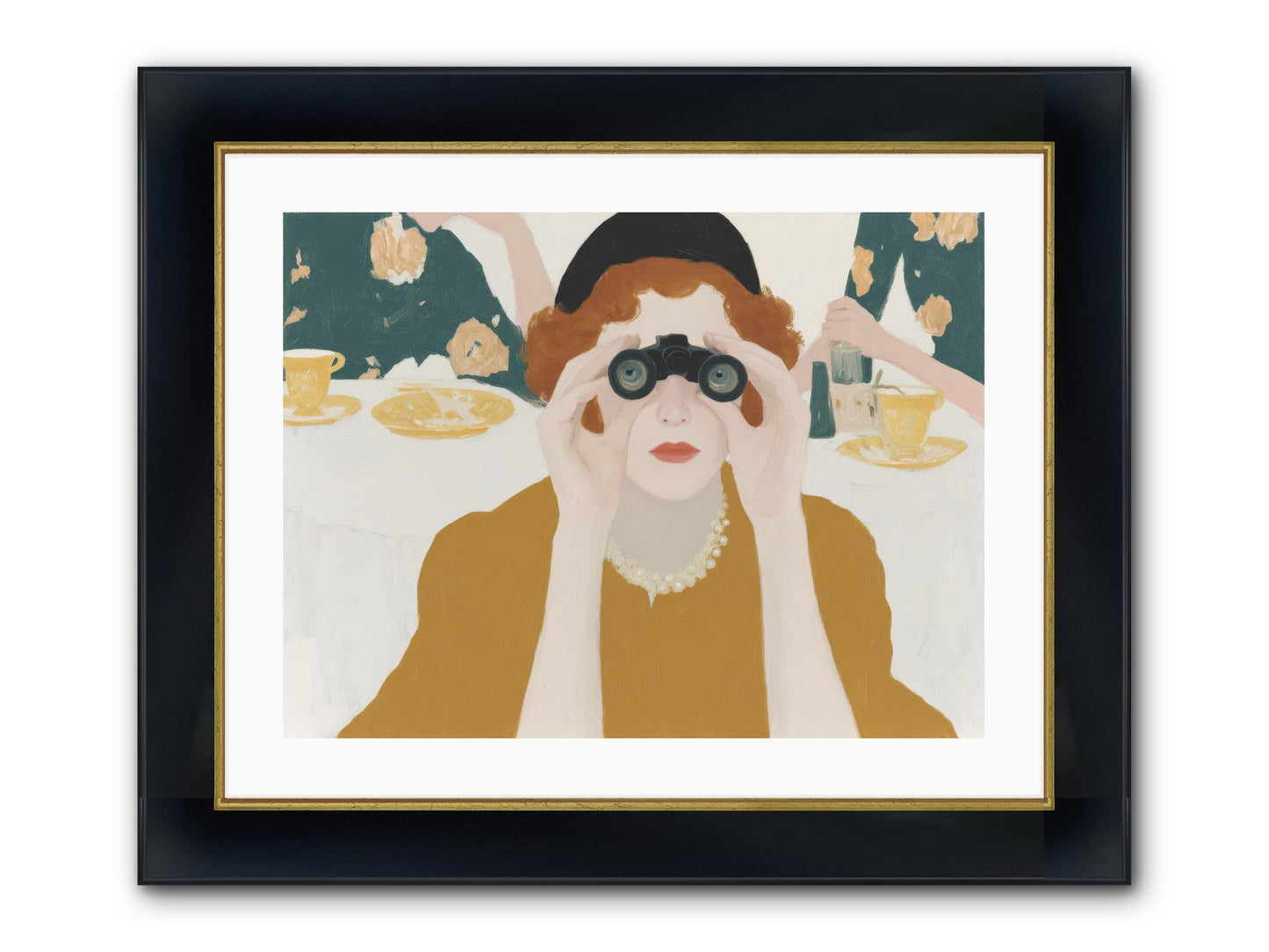 Morning With The Birdwatcher Framed Print - Wide Black w/Gold 24x18