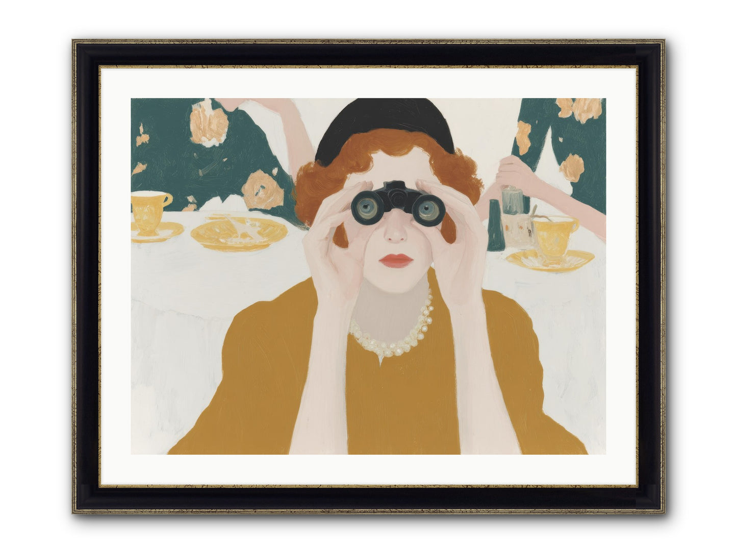 Morning With The Birdwatcher Framed Print - Black & Gold 32x24