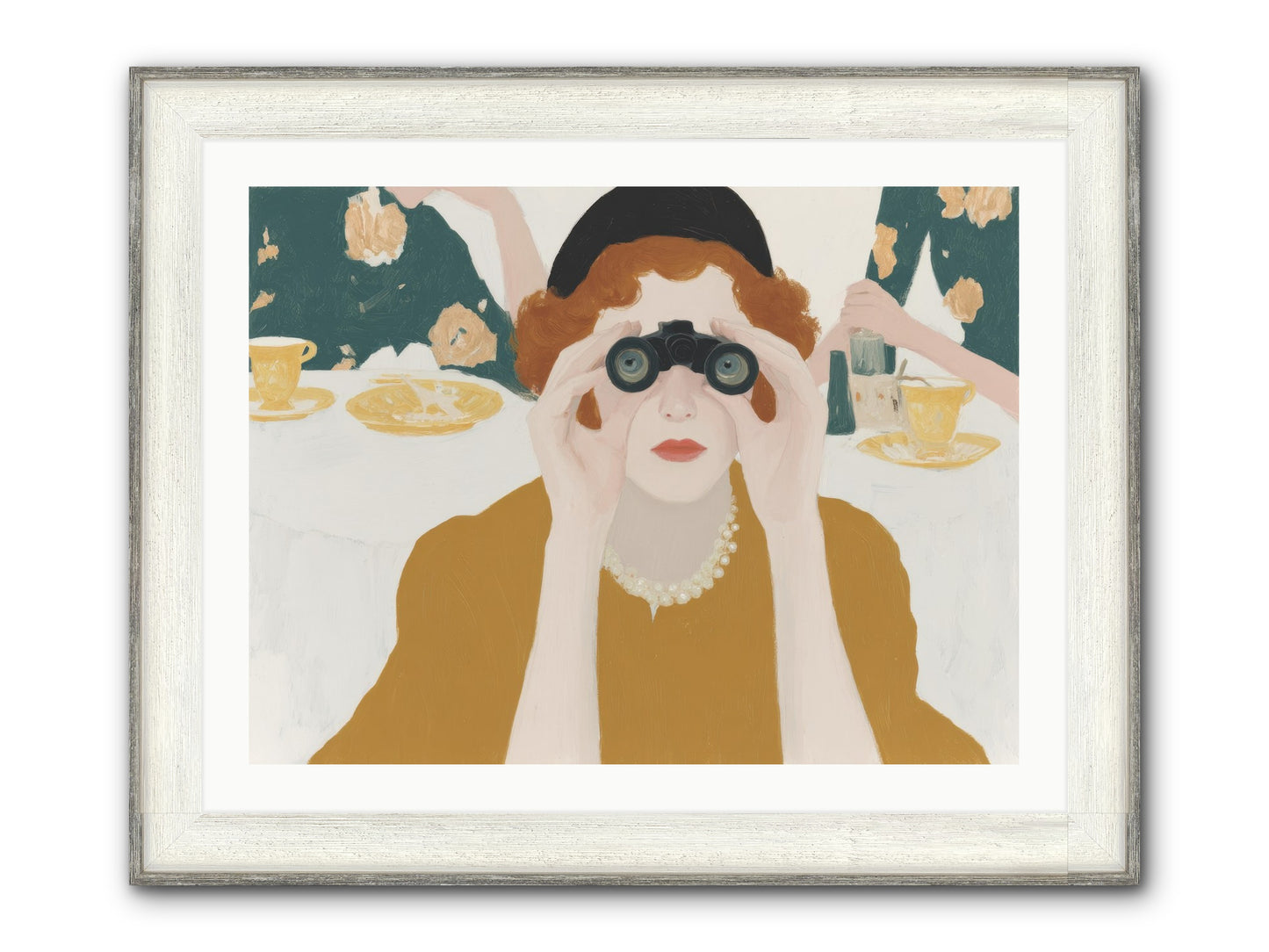 Morning With The Birdwatcher Framed Print - Driftwood White 32x24