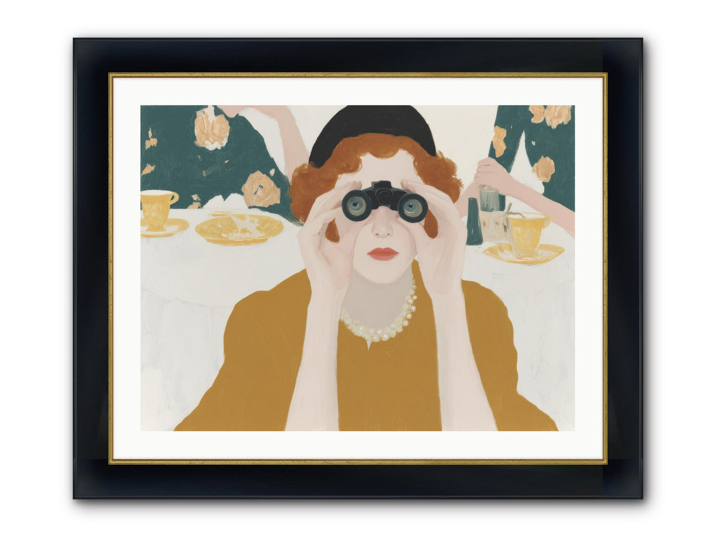 Morning With The Birdwatcher Framed Print - Wide Black w/Gold 32x24