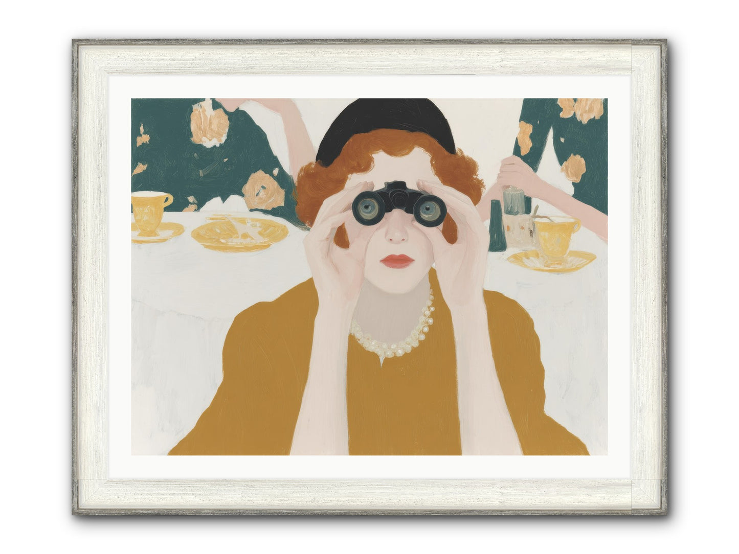 Morning With The Birdwatcher Framed Print - Driftwood White 40x30