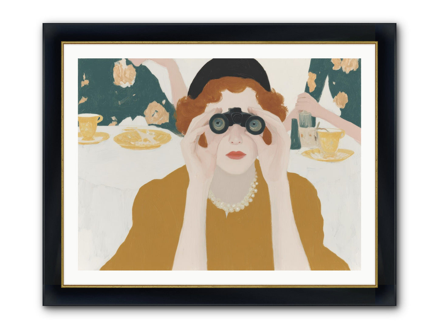 Morning With The Birdwatcher Framed Print - Wide Black w/Gold 40x30