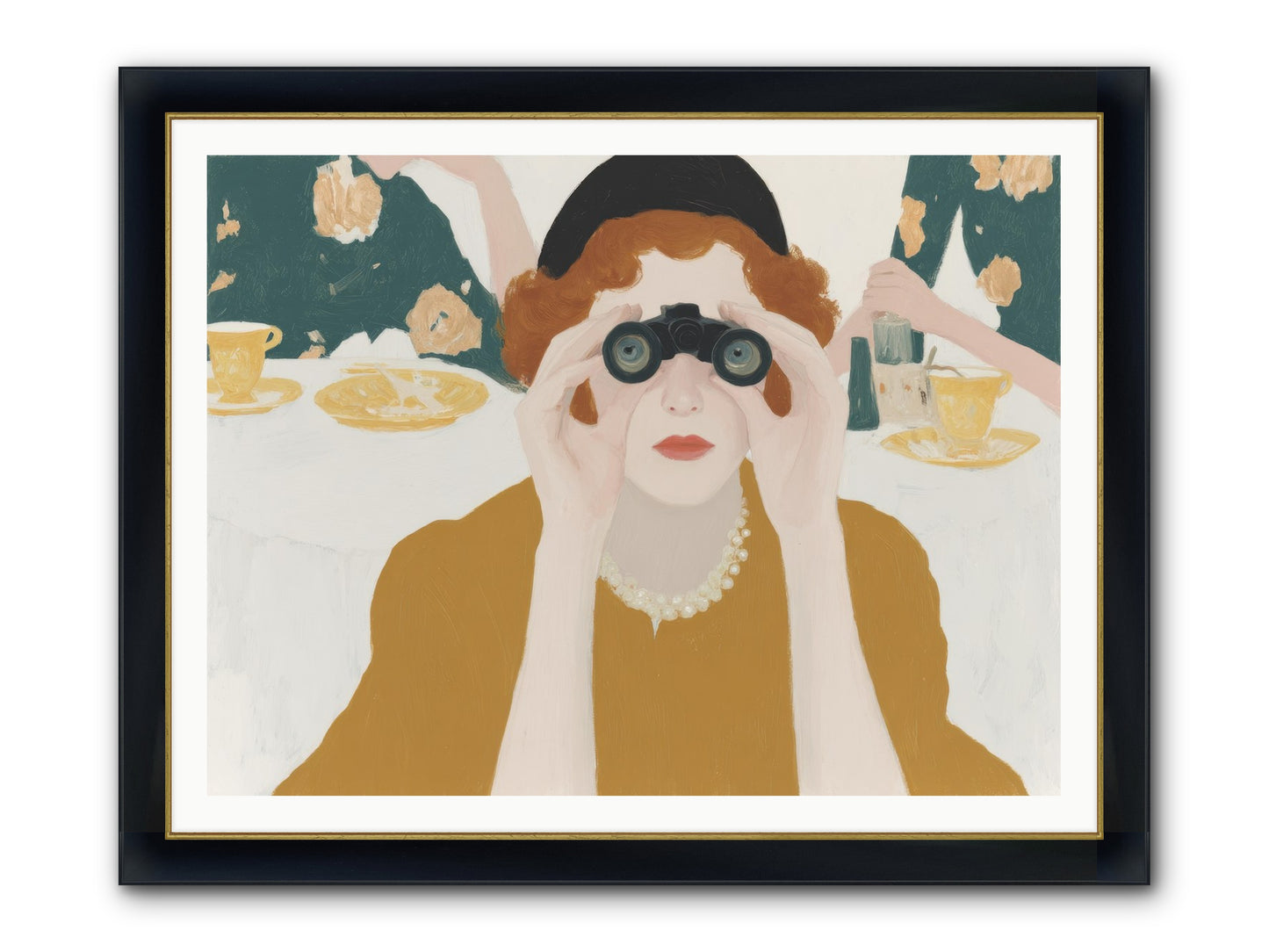 Morning With The Birdwatcher Framed Print - Wide Black w/Gold 48x36