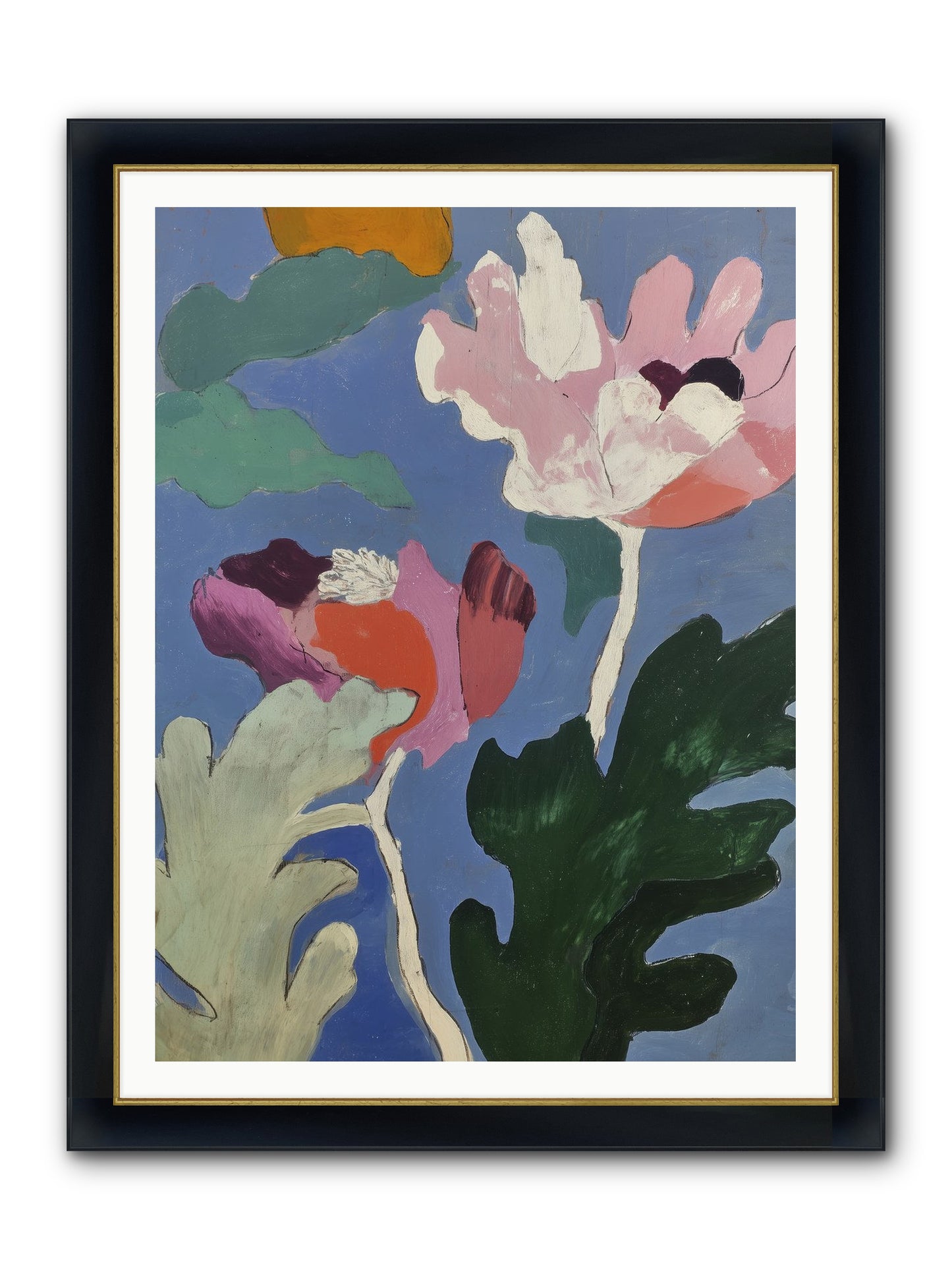 Moth In Fog Framed Print - Wide Black w/Gold 36x48