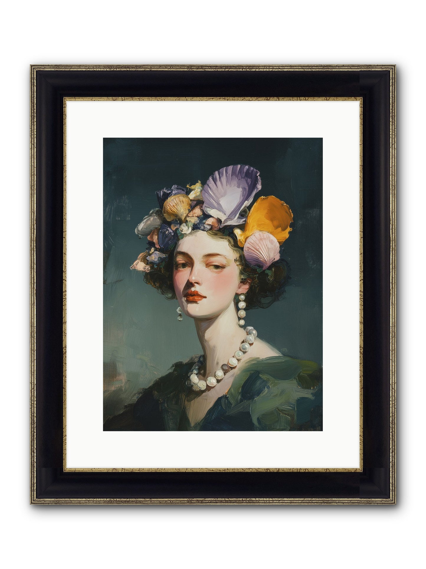 Mother Sea Framed Print - Black & Gold 12x16