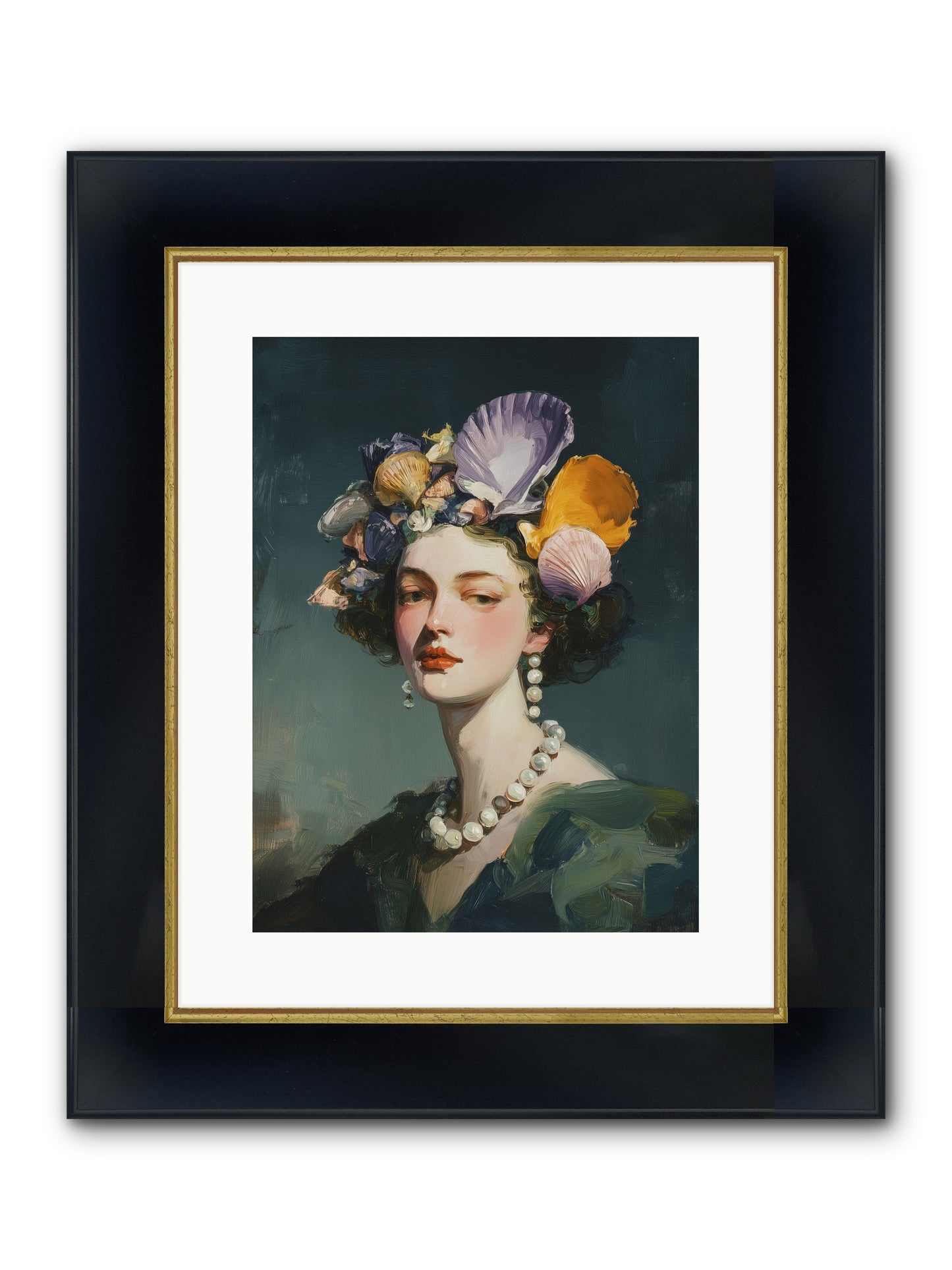 Mother Sea Framed Print - Wide Black w/Gold 12x16