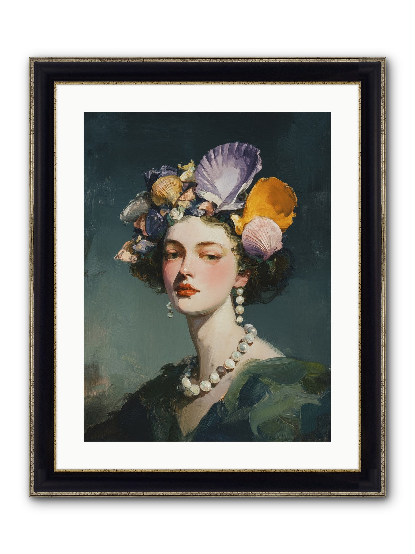 Mother Sea Framed Print - Black & Gold 18x24