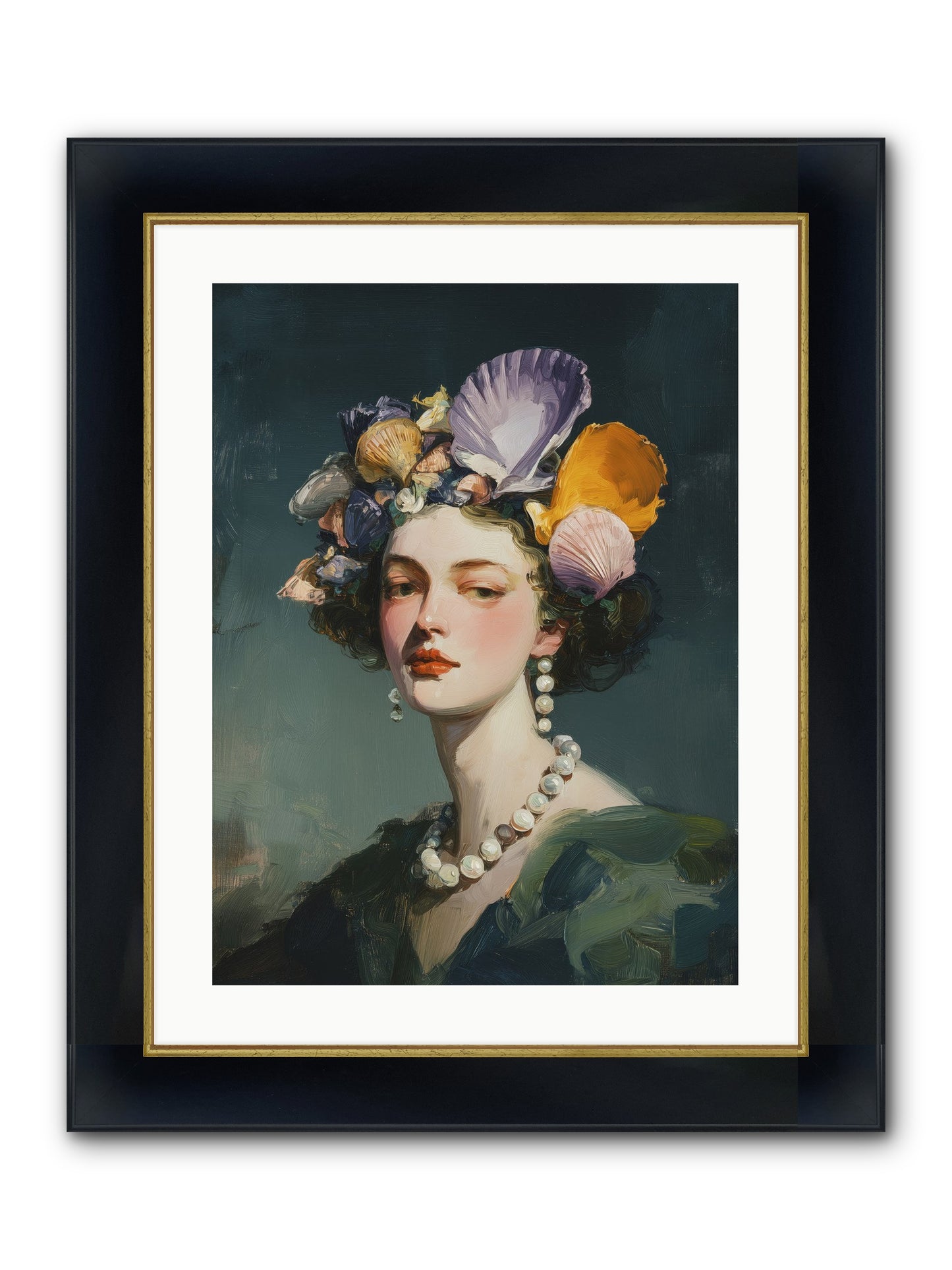 Mother Sea Framed Print - Wide Black w/Gold 18x24