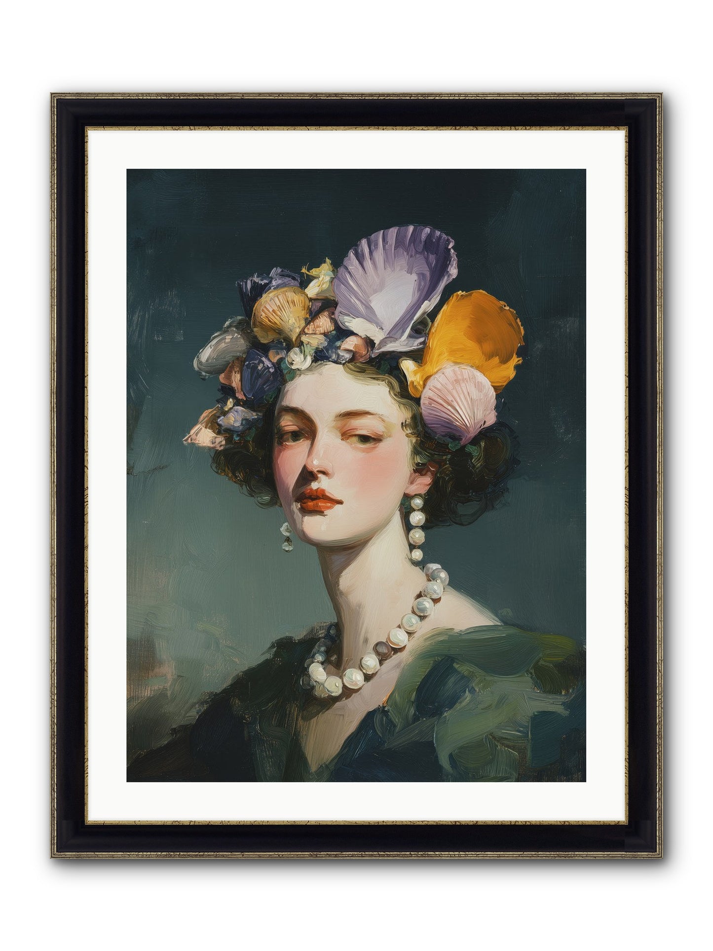 Mother Sea Framed Print - Black & Gold 24x32