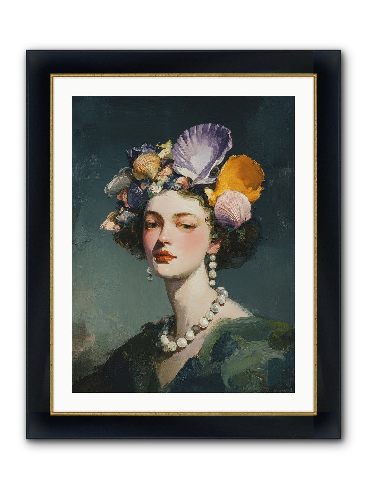 Mother Sea Framed Print - Wide Black w/Gold 24x32